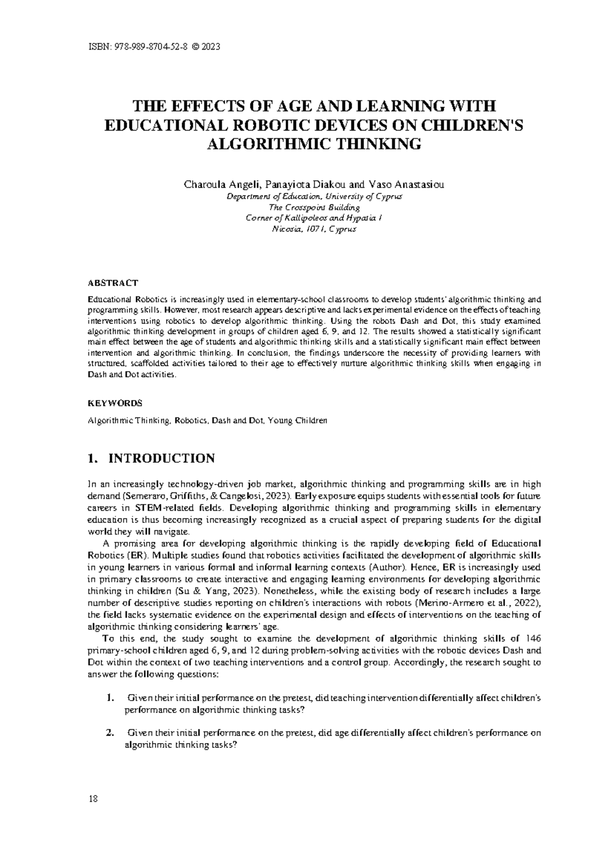 Estudio robótica No - THE EFFECTS OF AGE AND LEARNING WITH EDUCATIONAL ...