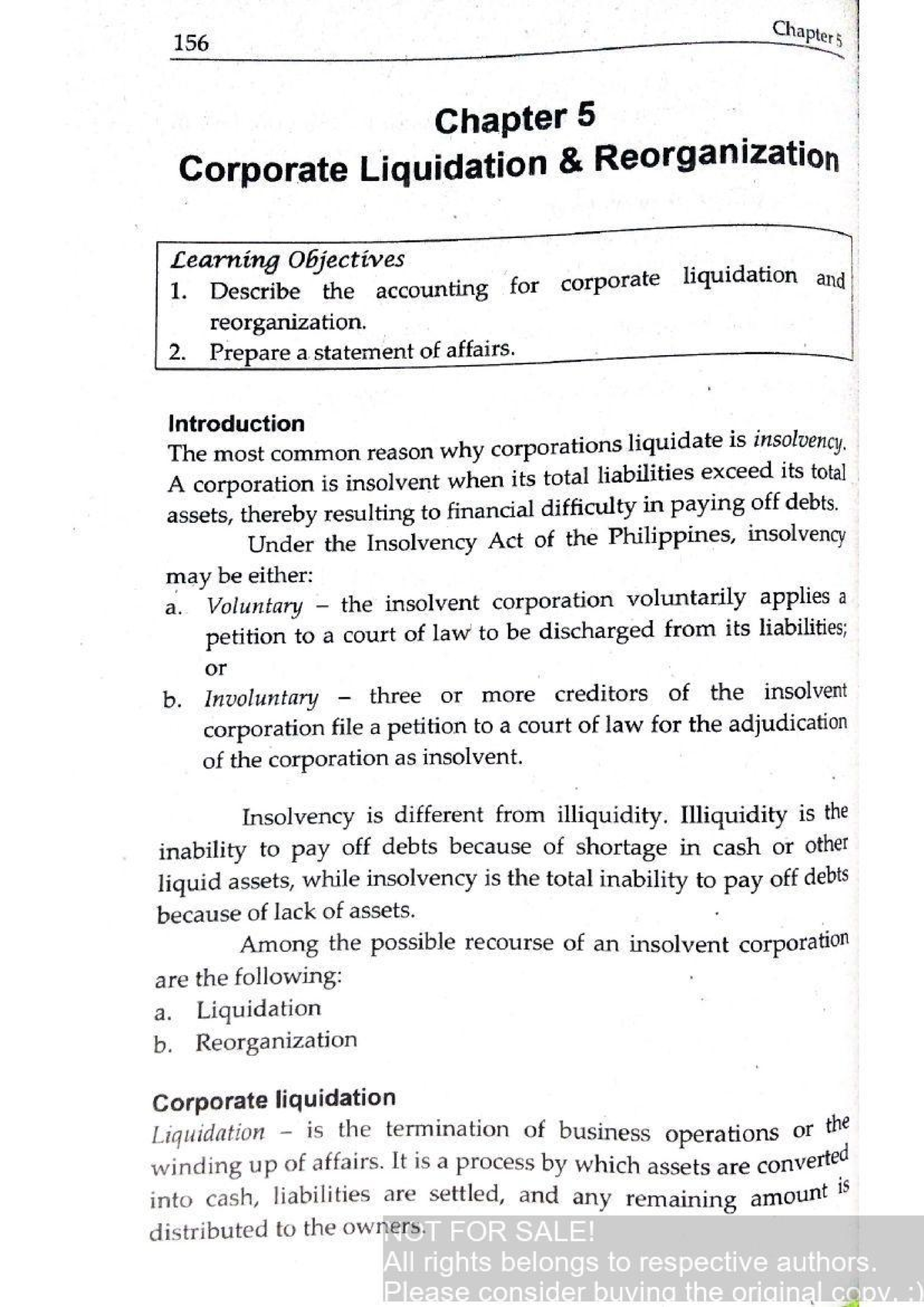 Chapter 5- Corporate Liquidation & Re-organization - W A ! Chapter 5 ...