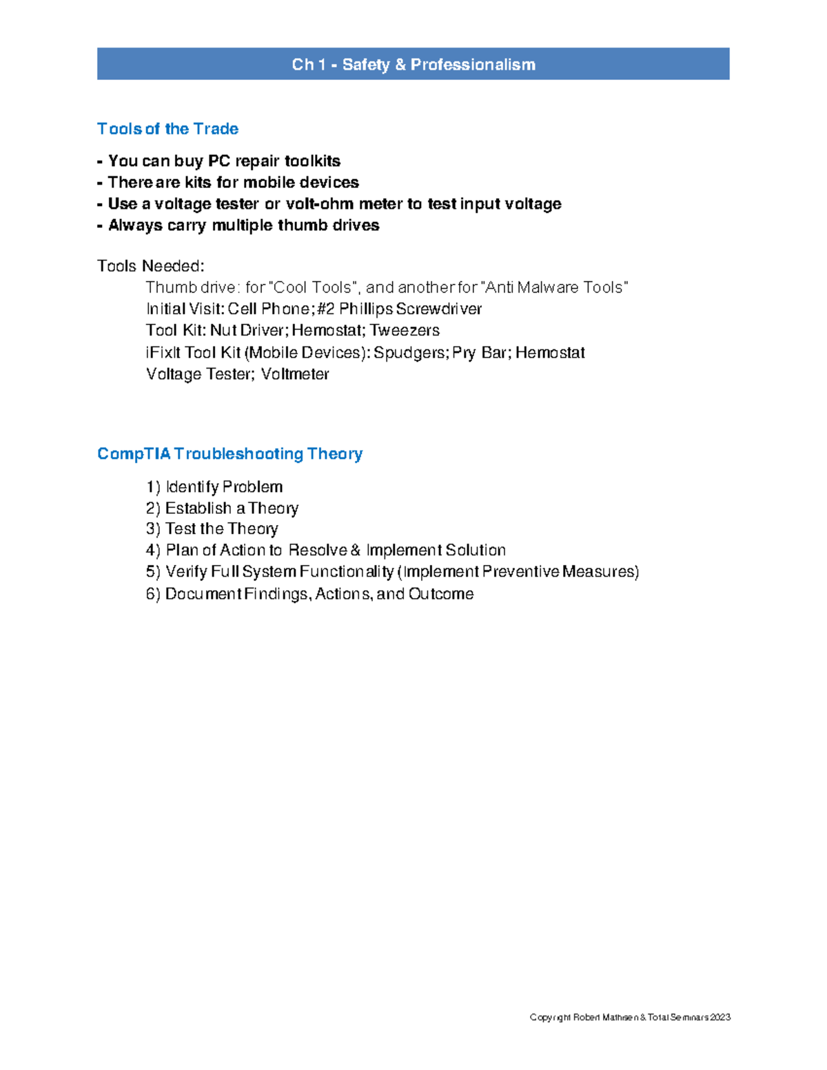 Ch+1+-+Safety+ +Professionalism - Copyright Robert Mathisen & Total ...
