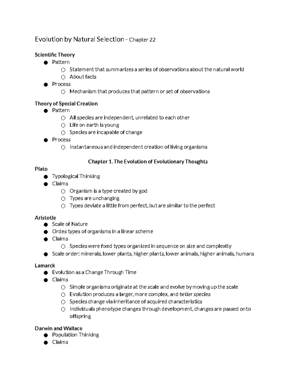 Chapter 22 textbook notes - Evolution by Natural Selection - Chapter 22 ...