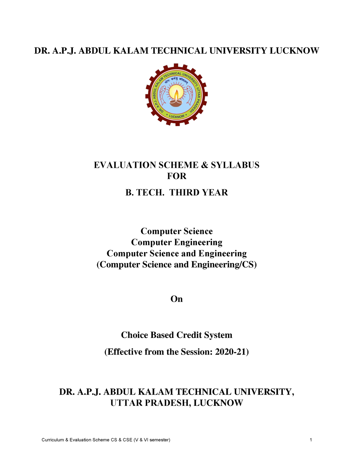 B.Tech CSE And CS Syllabus Of 3rd Year 12 Oct 20 - DR. A.P. ABDUL KALAM ...