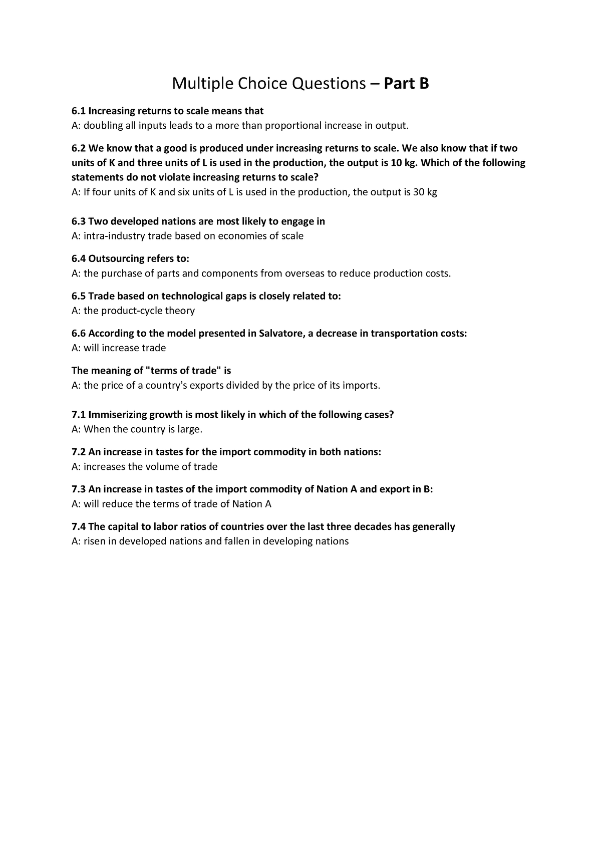 Q and A - Part B - The second week of the course - Multiple Choice ...