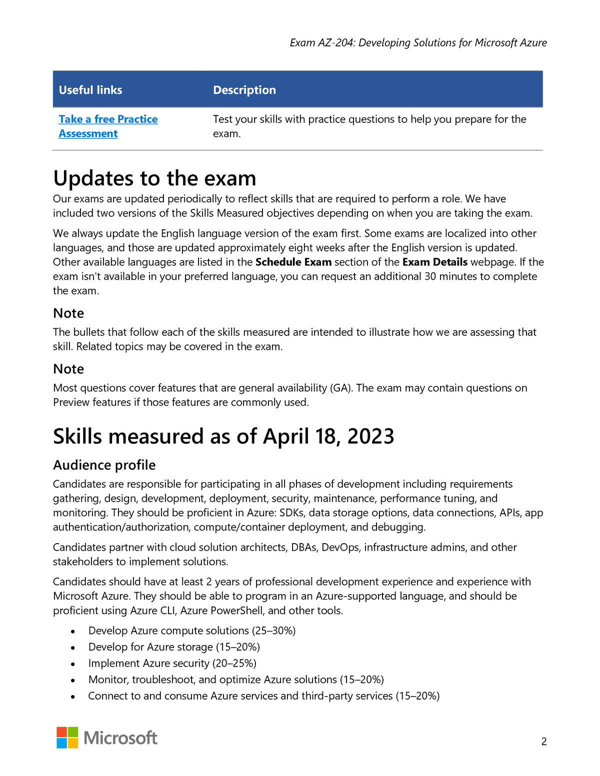 AZ-204 Exam Study Guide - Exam AZ-204: Developing Solutions For ...