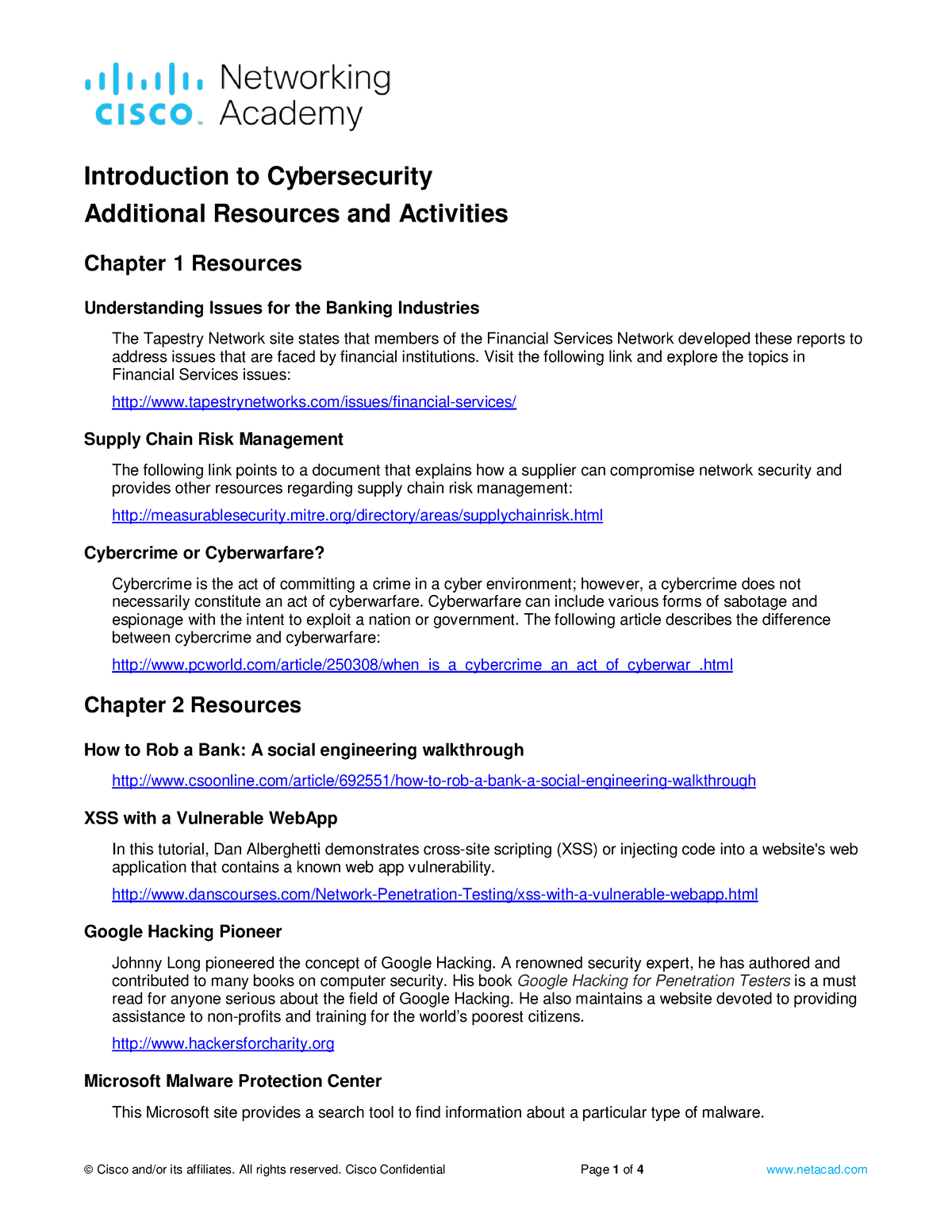 Intro Cybersecurity - Additional Resources And Activities ...