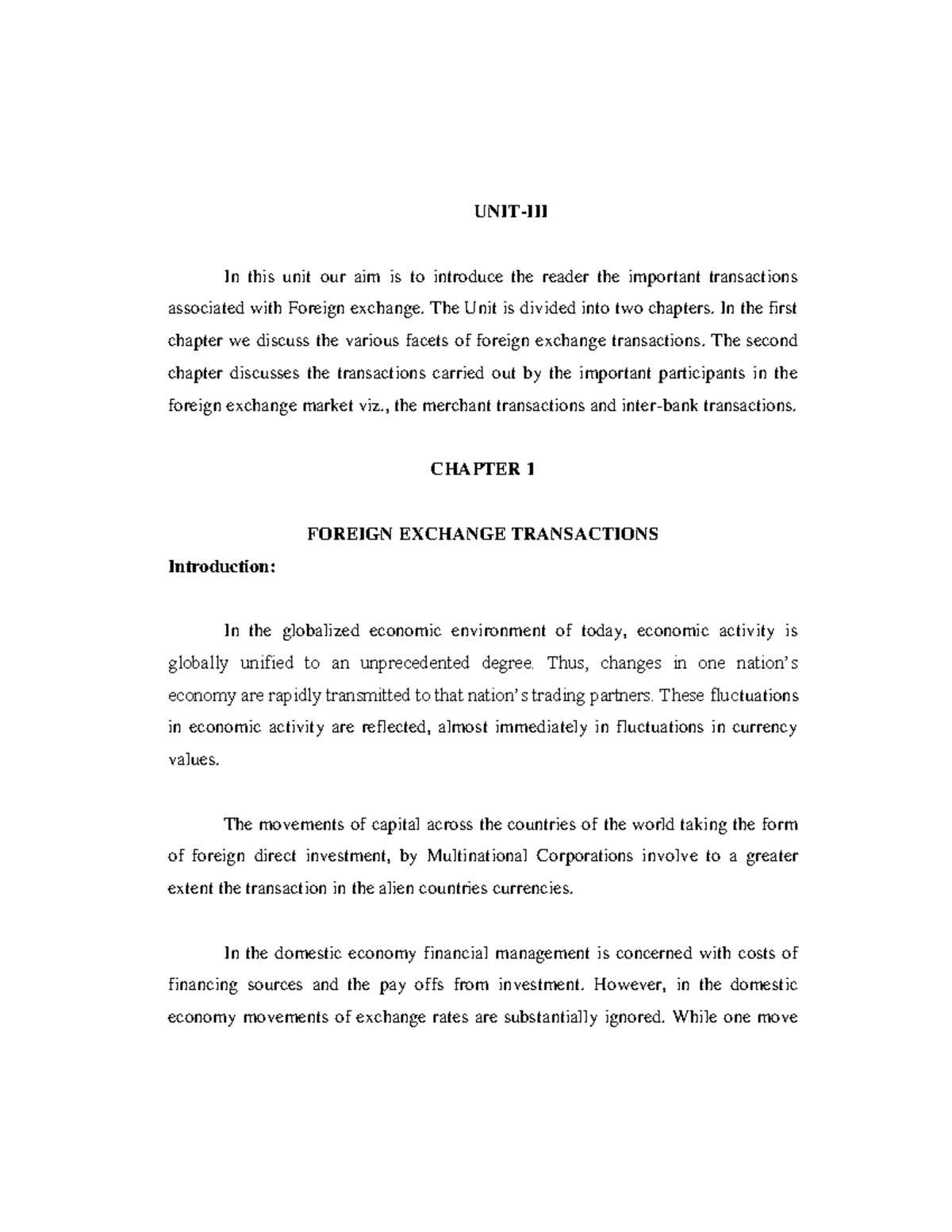 Forex(U3) - Foreign Exchange Lecture Handouts - UNIT-III In this unit ...