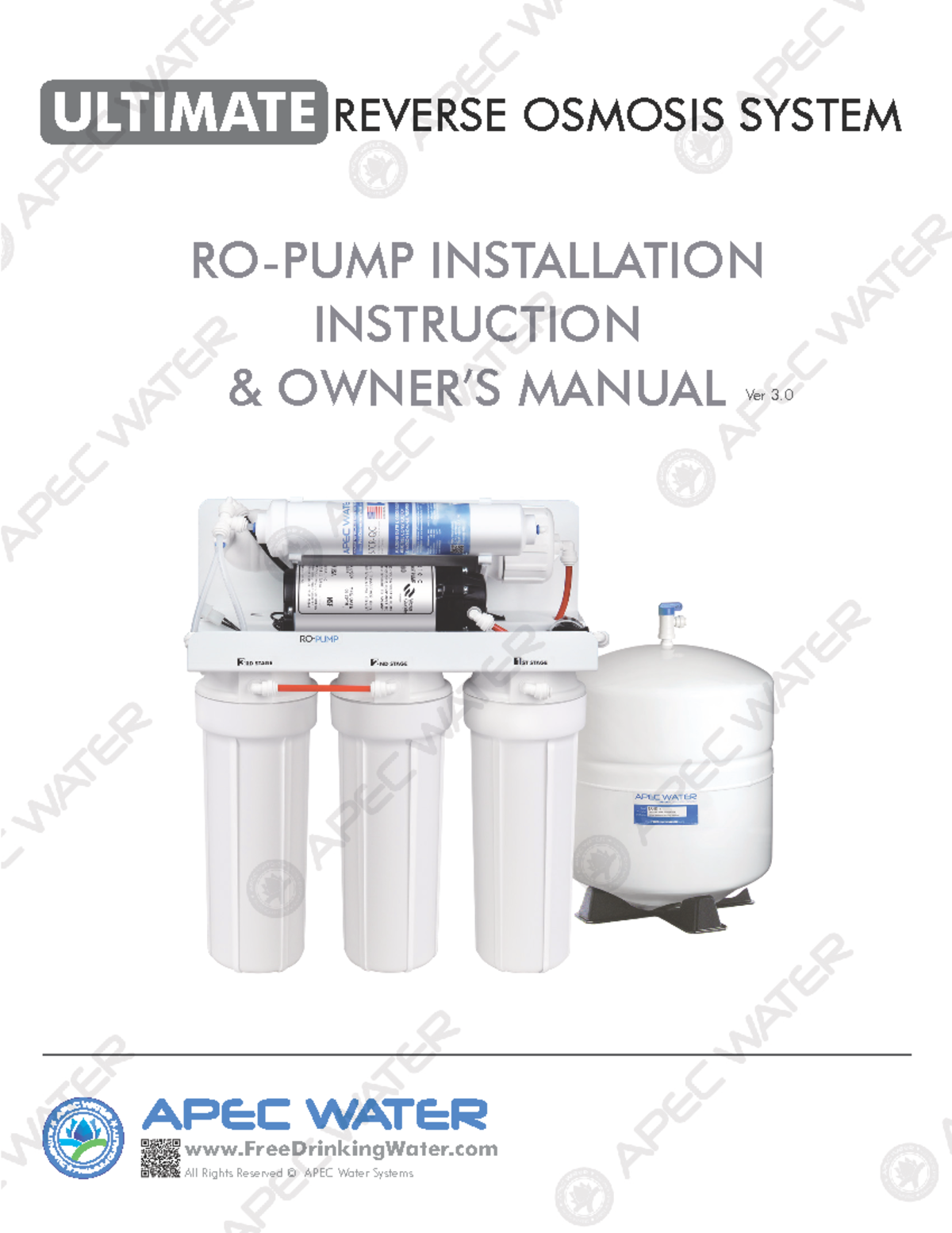 ROPUMPManual Notes ULTIMATE REVERSE OSMOSIS SYSTEM ROPUMP