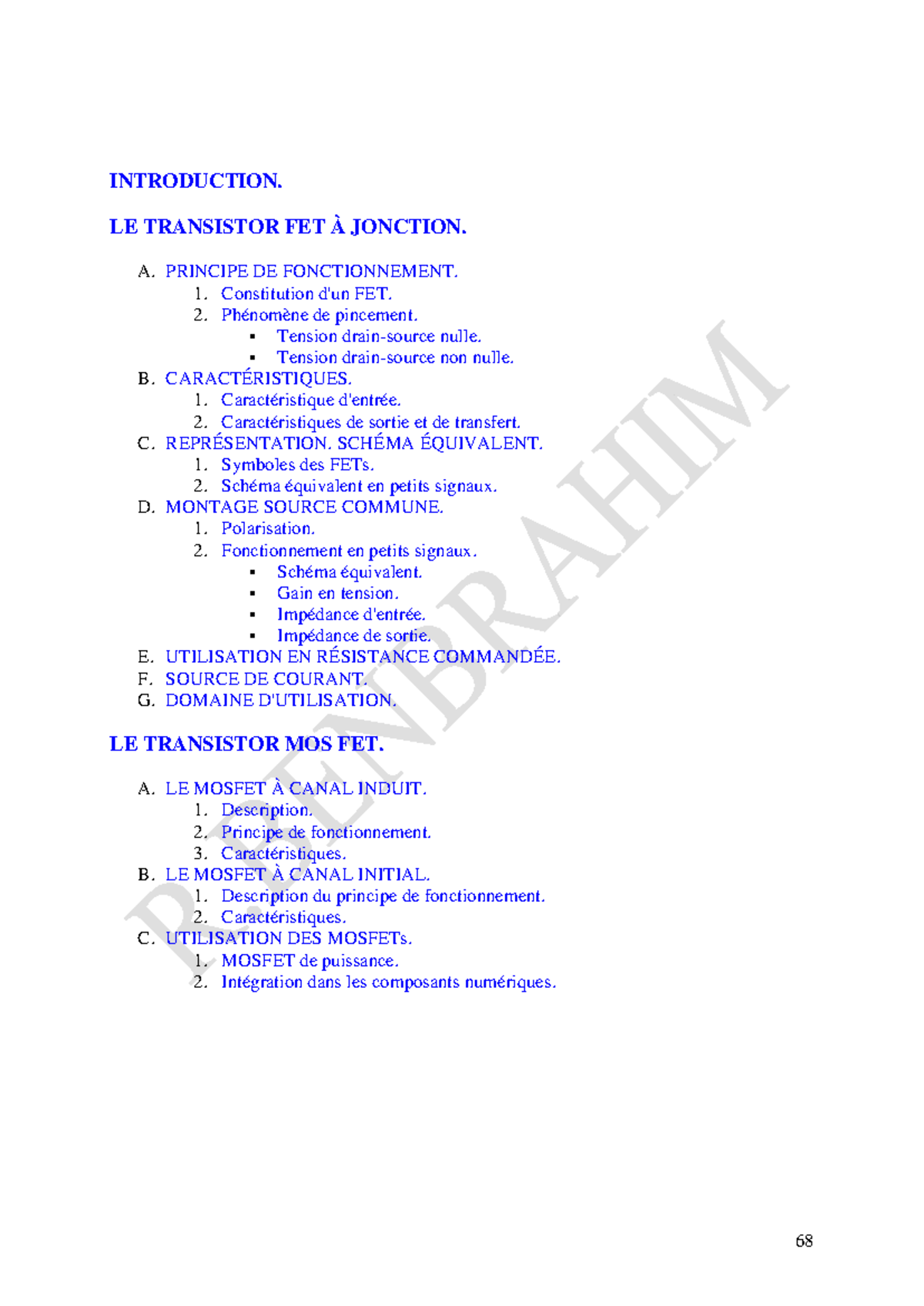 Cours transistor JFET Mosfet INTRODUCTION. LE TRANSISTOR FET À