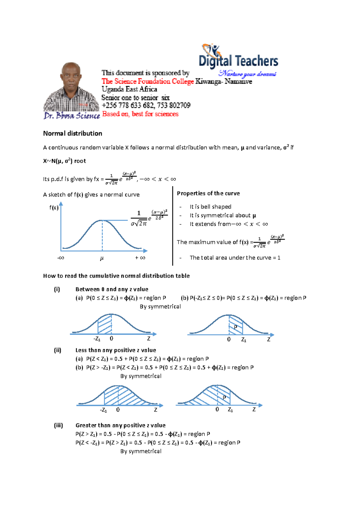 A level math paper 2 Normal distribution - Normal distribution A ...