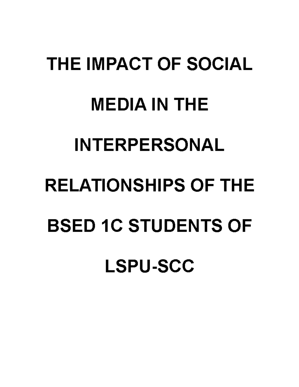 JKS Research Profed 1 - THE IMPACT OF SOCIAL MEDIA IN THE INTERPERSONAL ...