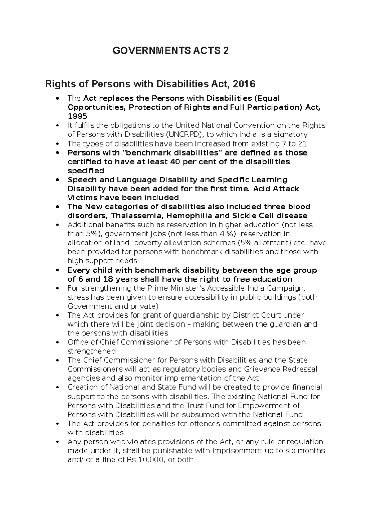 Governments ACTS II GOVERNMENTS ACTS 2 Rights of Persons with