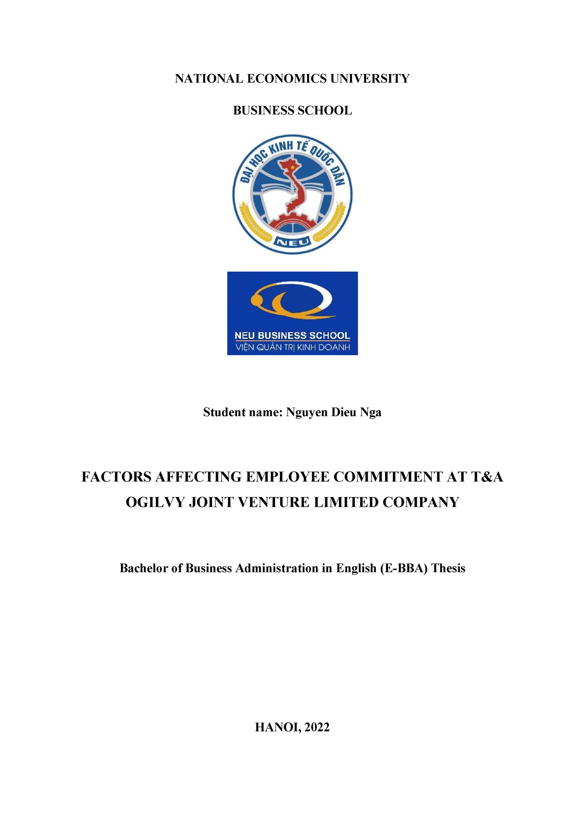 EBBA 11.1 Nguyễn Diệu Nga Factors impact on employee commitment at T&A