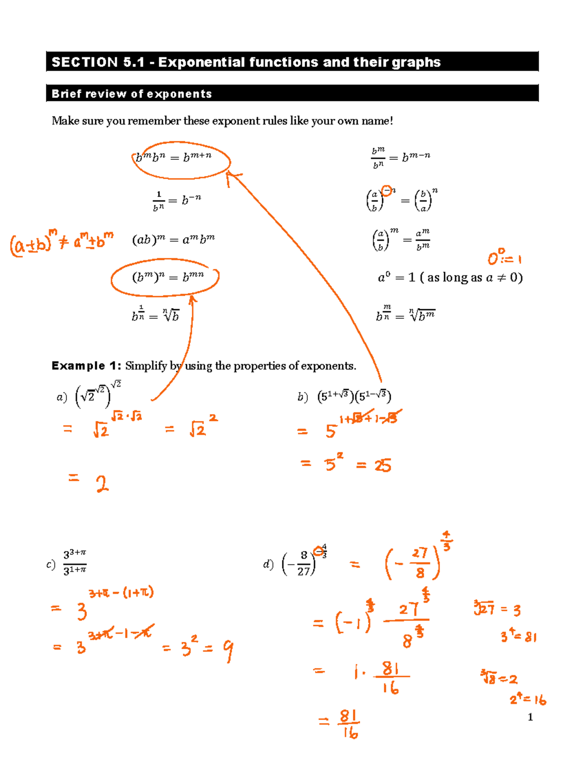 120 15F notes 5 - Chapter 5.1 Review - SECTION 5 - Exponential ...