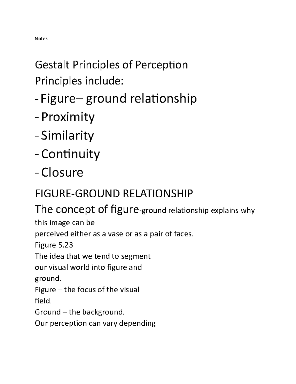 Document 94 - Mental - Notes Gestalt Principles Of Perception ...