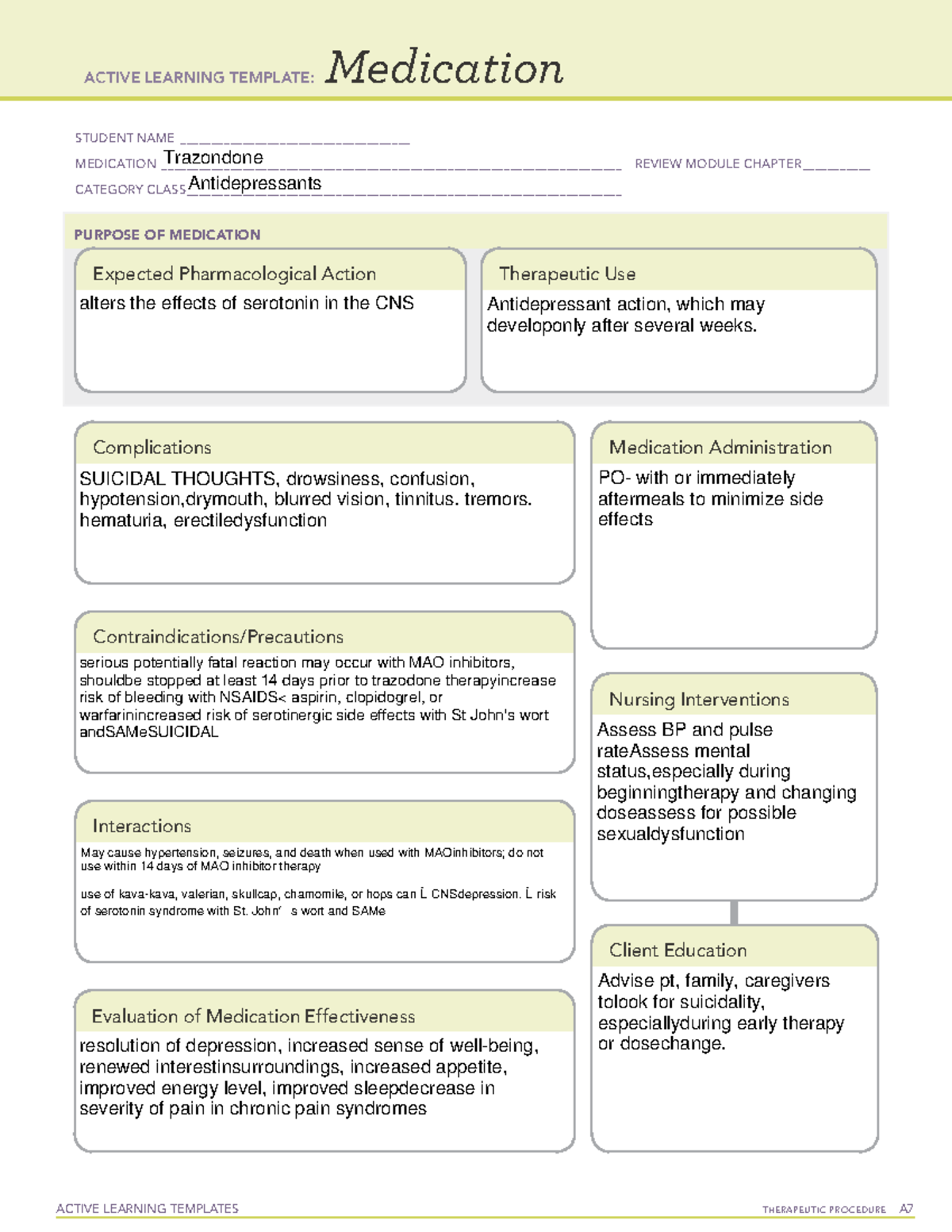 Active Learning Template medication Trazodone Mental Group - ACTIVE ...