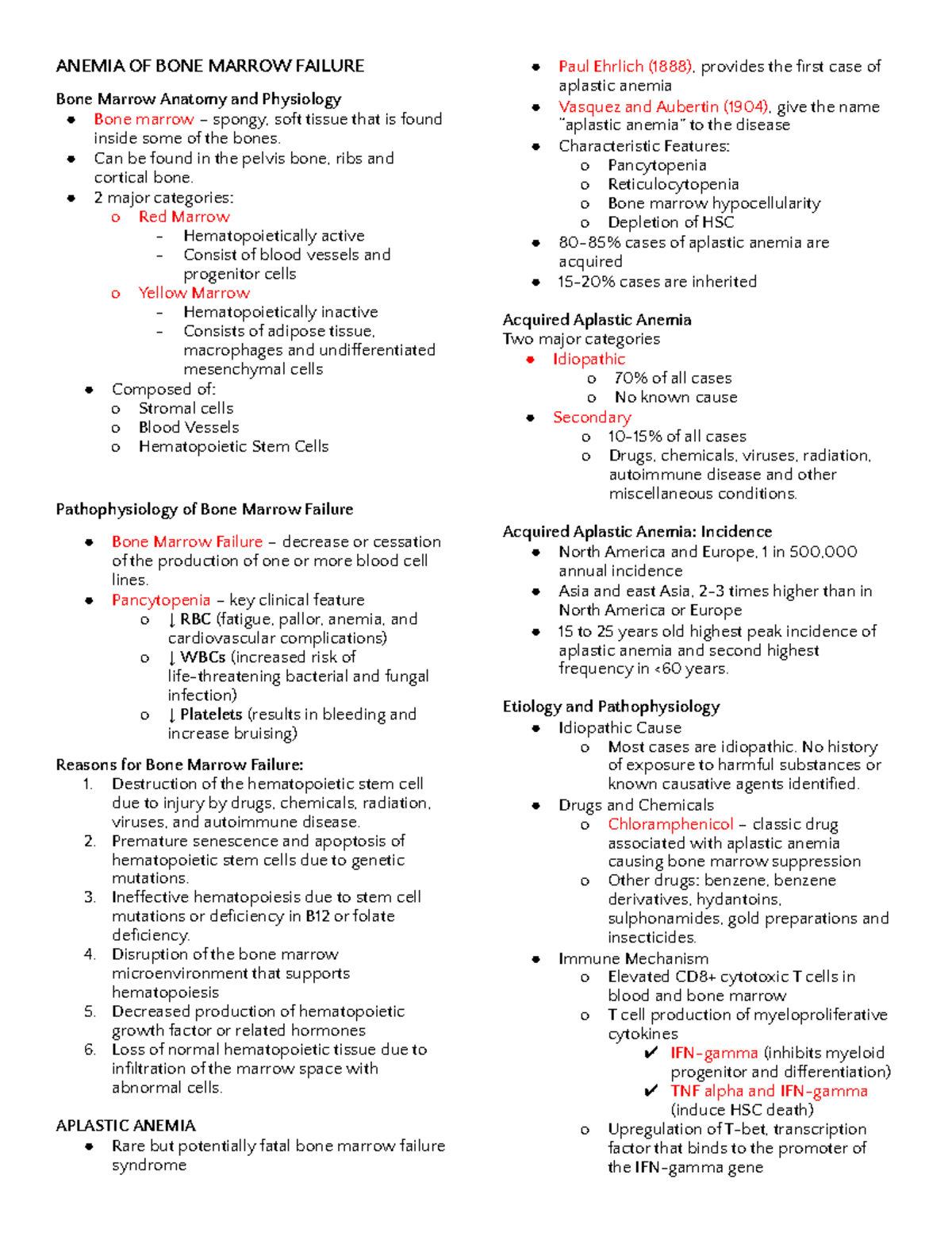Anemia OF BONE Marrow Failure ANEMIA OF BONE MARROW FAILURE Bone