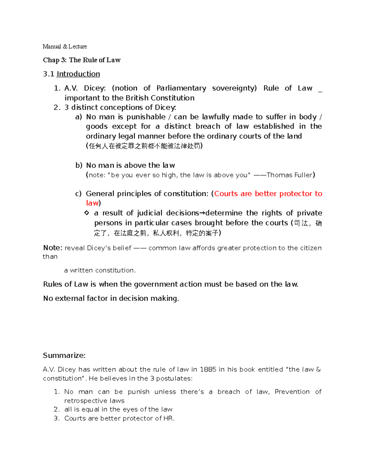 Rule of Law (ROL) - Manual & Lecture Chap 3: The Rule of Law 3 ...