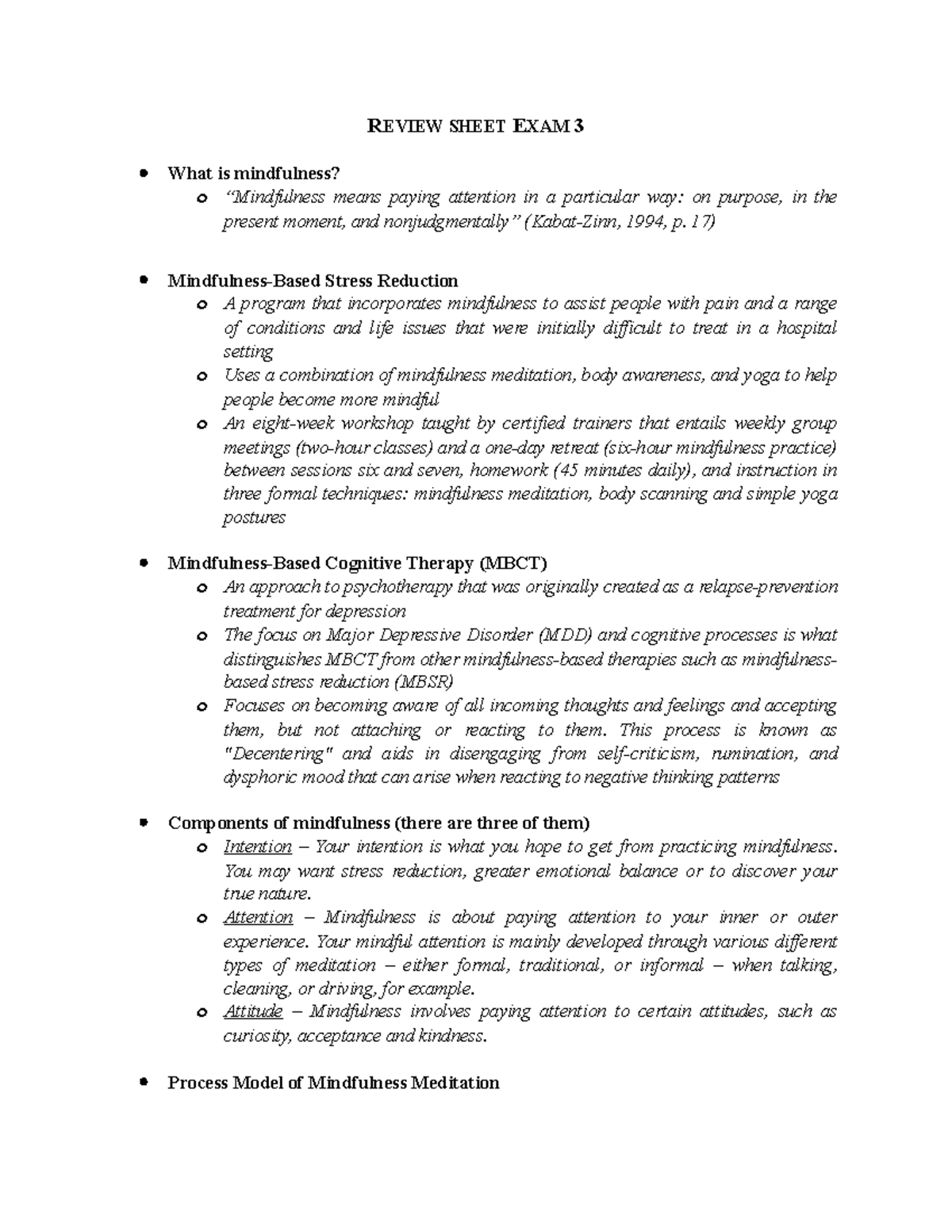 Review sheet Exam 3 - Study guide for Dr. Jonathan Kimmes's exam 3 ...