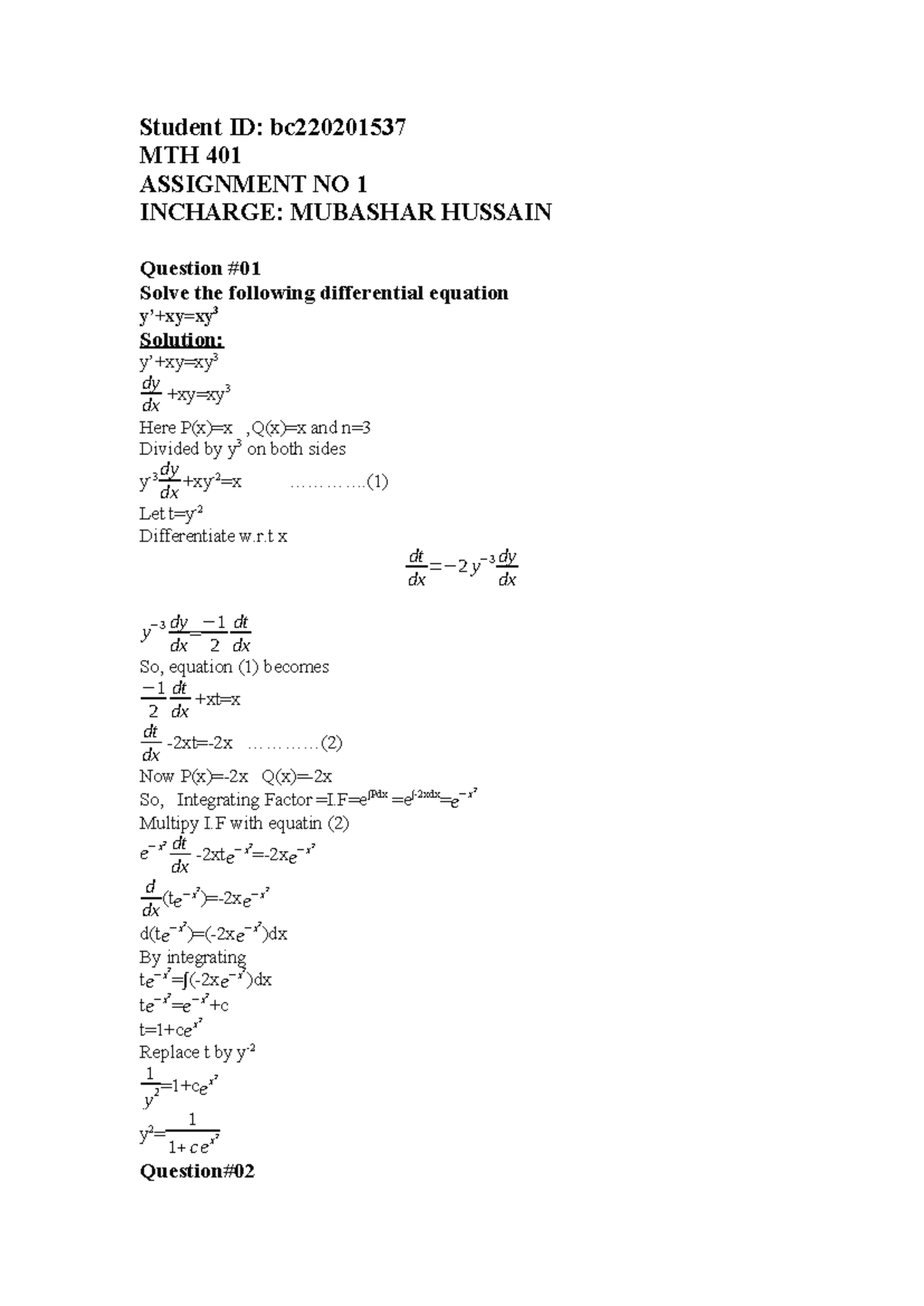 Mrk Spring 2024 MTH401 1 BC2202015 37 - Student ID: bc MTH 401 ...