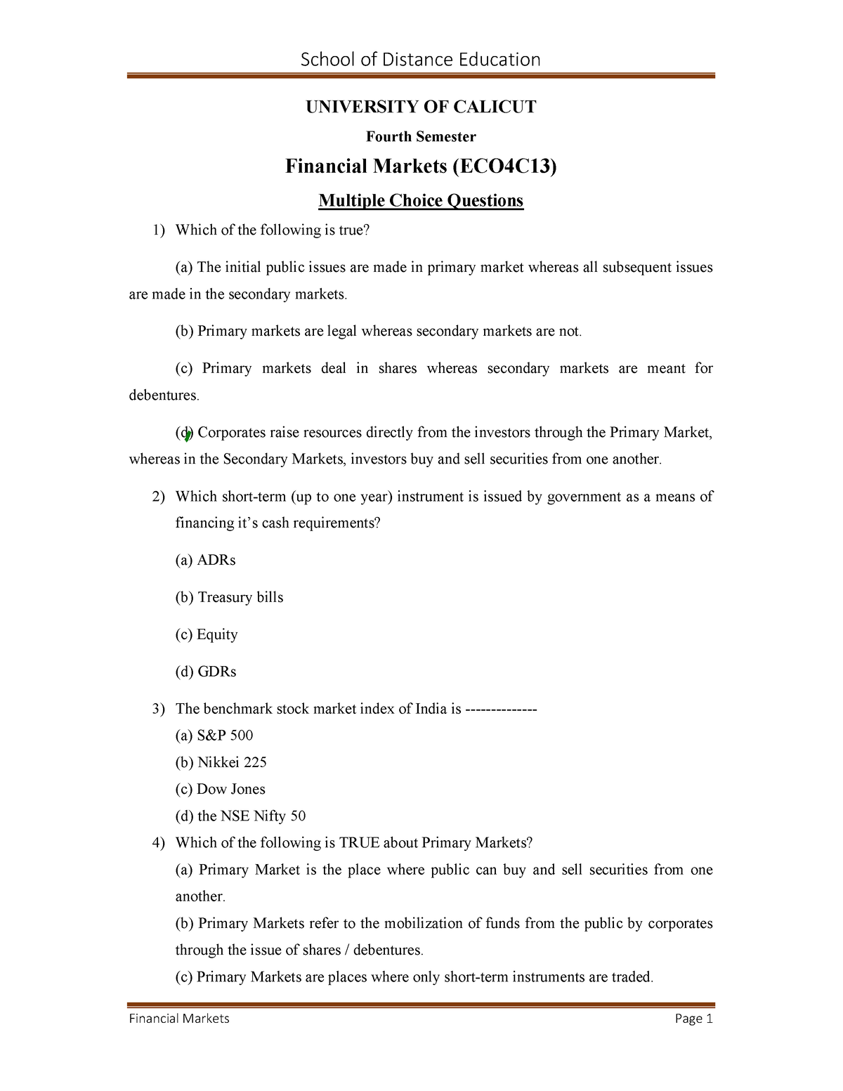 financial markets master thesis