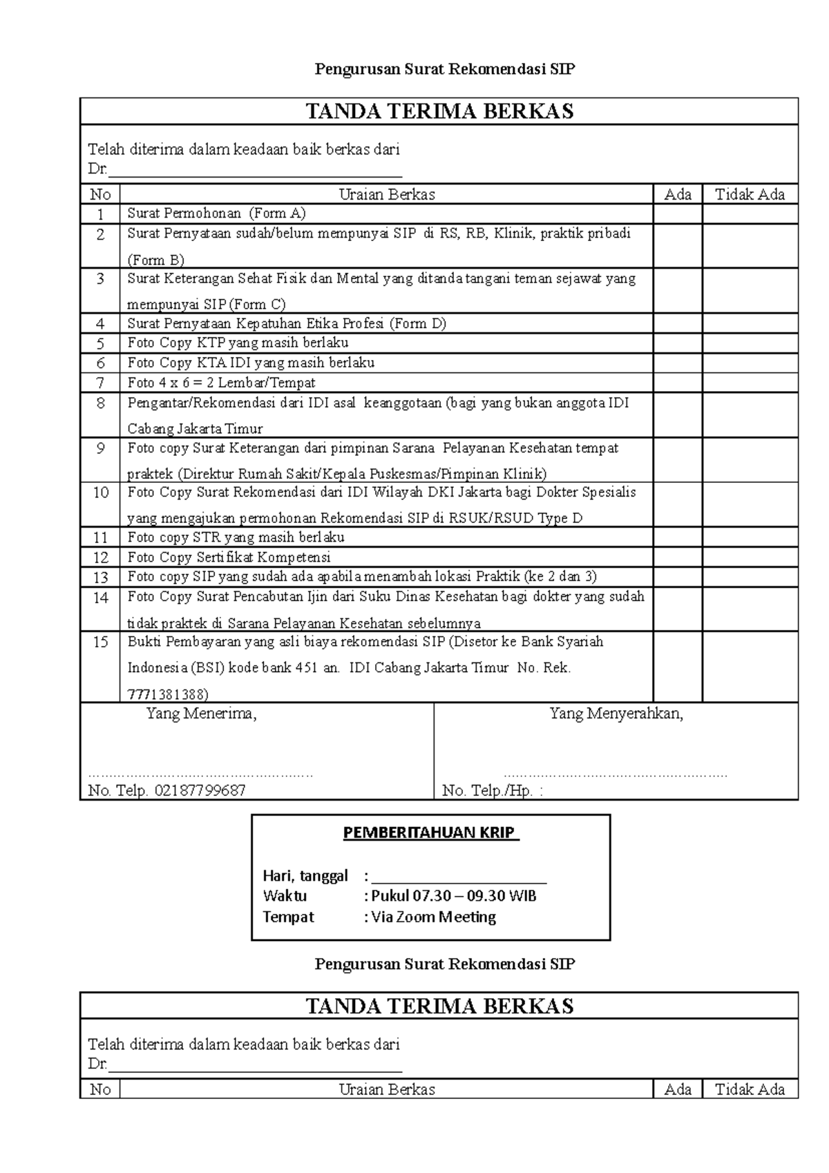 Form Permohonan Rekomendasi Sip Dwzky Vnt Pengurusan Surat Rekomendasi Sip Tanda Terima Berkas 8869