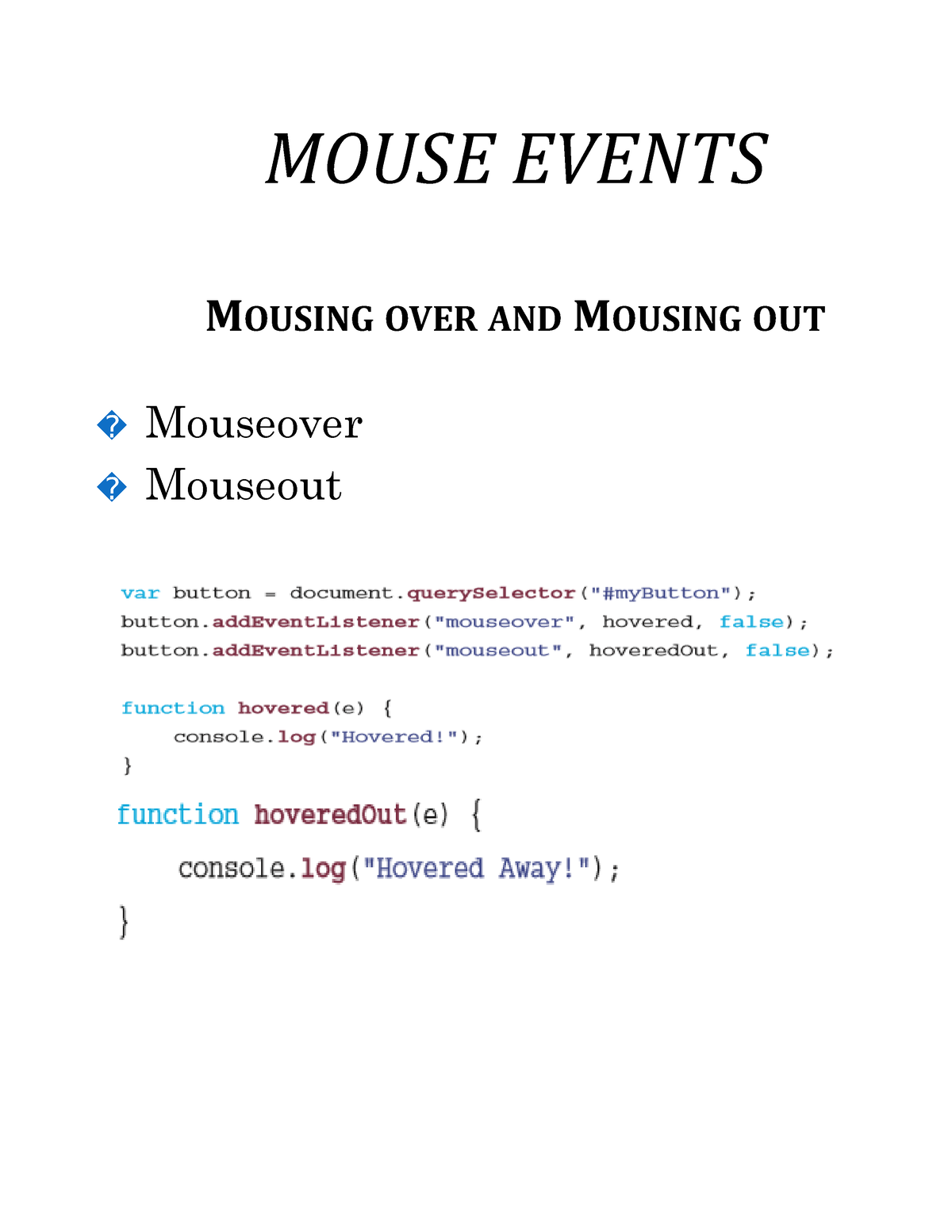 Mouse Events - MOUSE EVENTS MOUSING OVER AND MOUSING OUT 🐀 Mouseover 🐀 ...