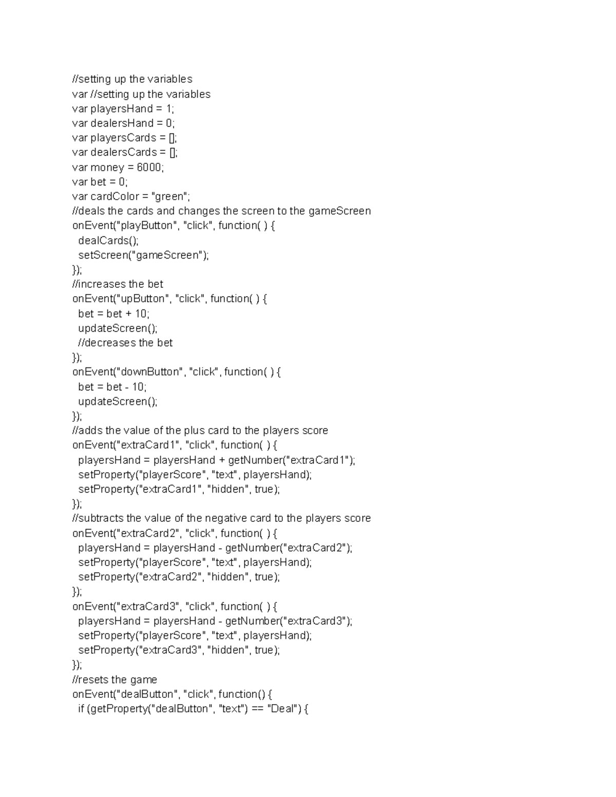 AP CSP Code - DCHIiourfie - //setting up the variables var //setting up ...