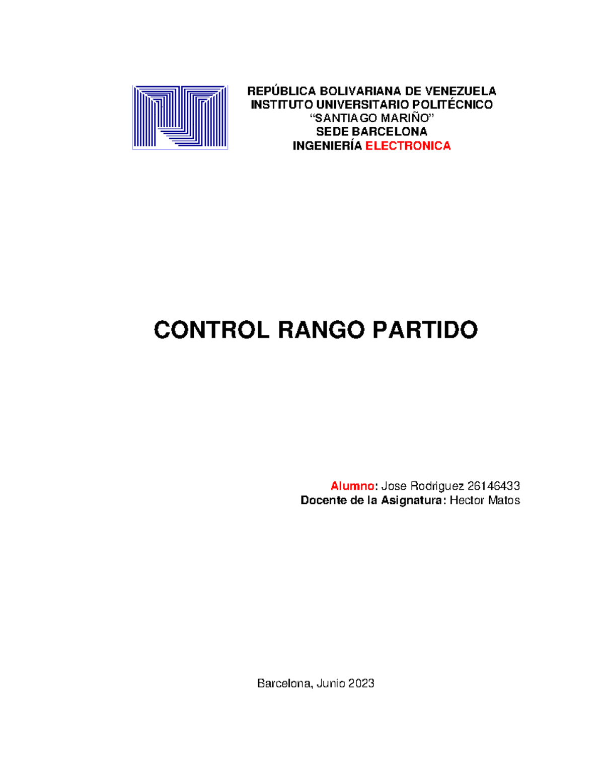 Control DE Rango Partido JOSE Rodriguez 26146433 - REPÚBLICA ...