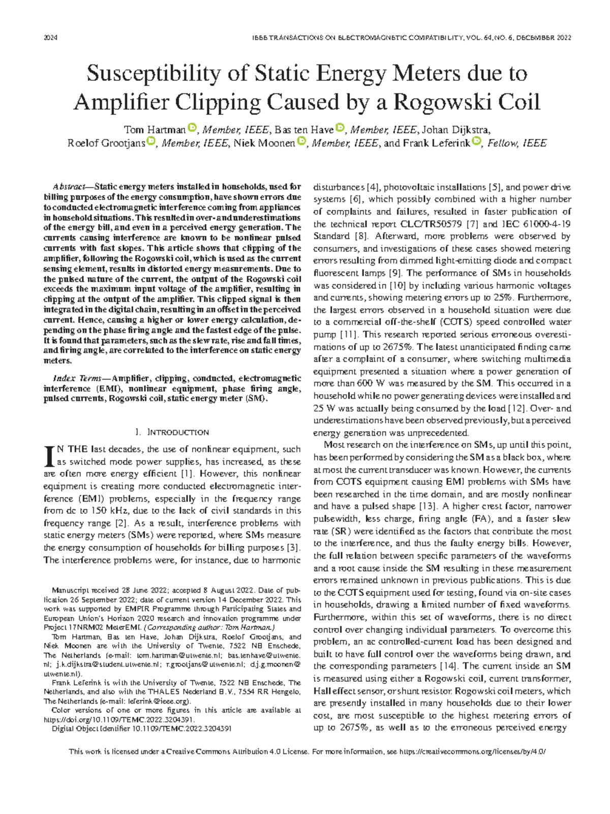 Susceptibility of Static Energy Meters due to Amplifier Clipping Caused