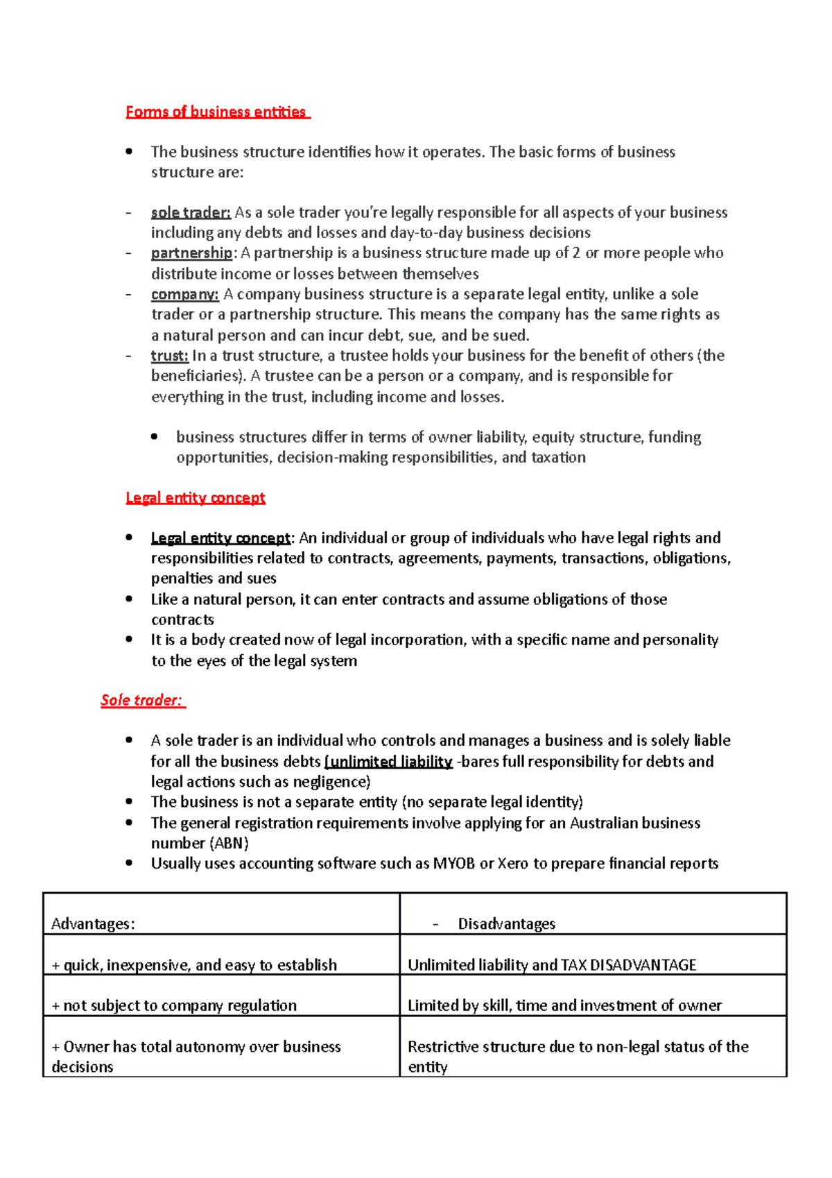 Accounting Week 2 ( Forms OF Business Entities) Forms of business