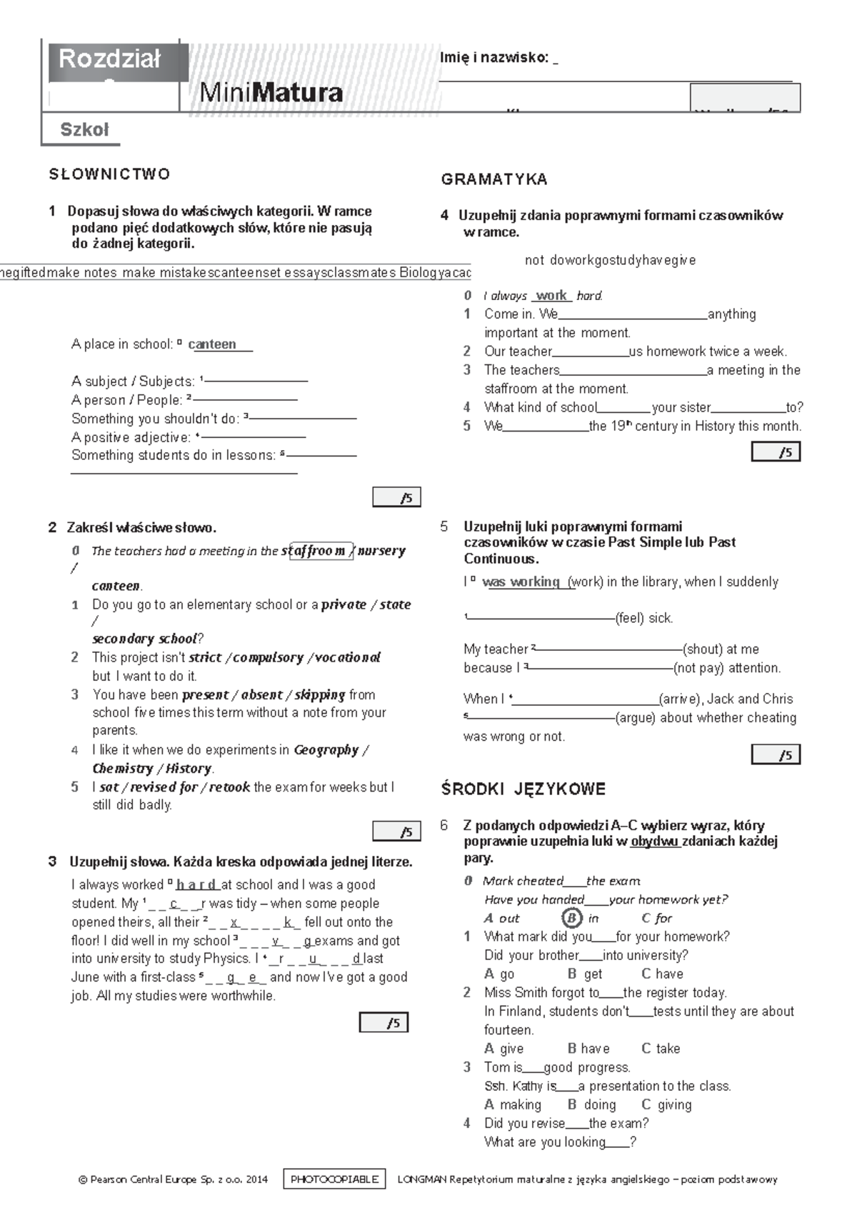 Rozdzial 3 Minimatura Grupa A - © Pearson Central Europe Sp. Z O. 2014 ...