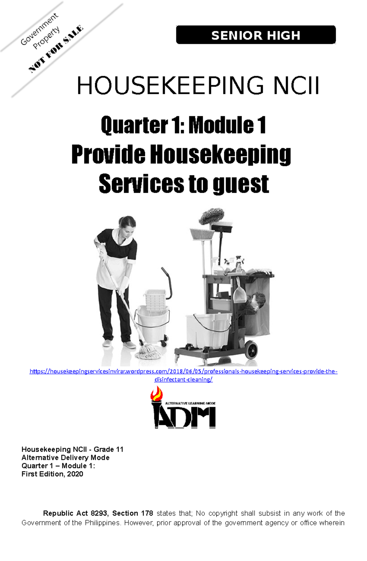 SHS11Housekeeping Grade 11 TVL TRack Bachelor of Science Nursing