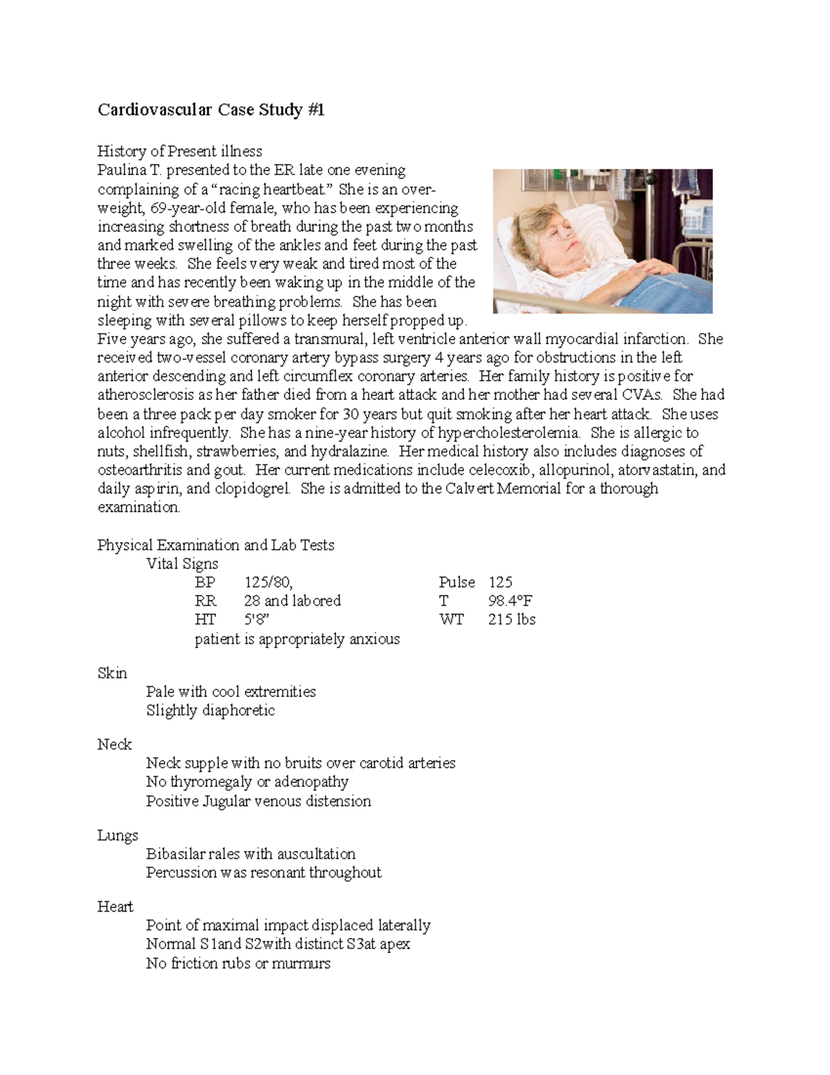 cardiovascular case study questions