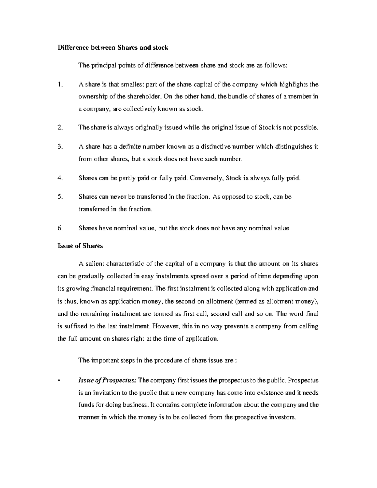 Shares AND Stocks - Useful - Difference between Shares and stock The ...