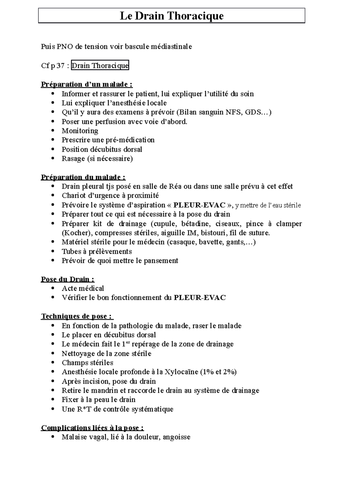 Drain thoracique - /Pneumonologie - Le Drain Thoracique Puis PNO de ...