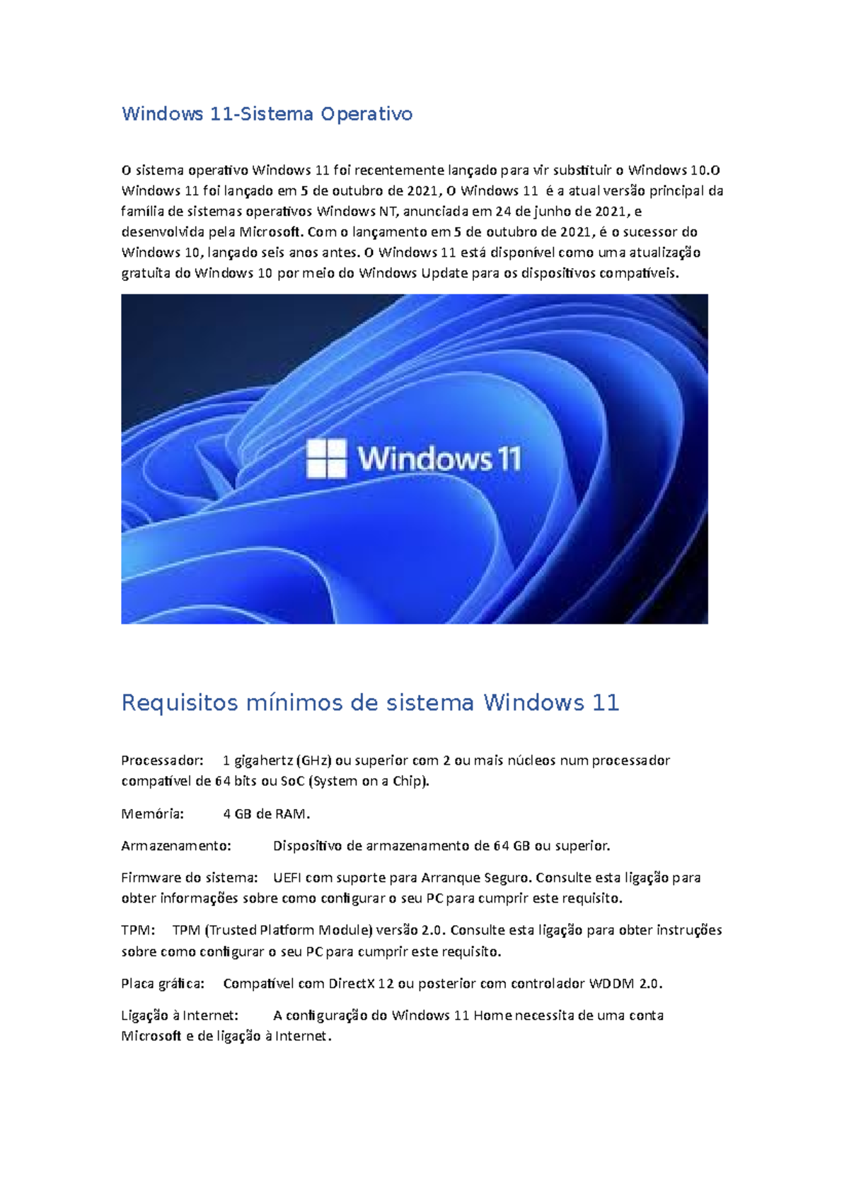 Windows 11 - programcao - Windows 11-Sistema Operativo O sistema ...