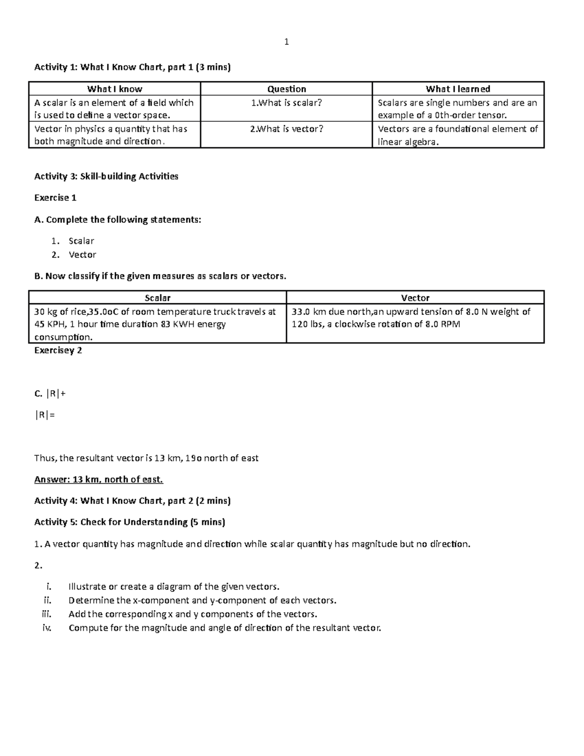 Gen physics d2 - KAYA MOYAN SIS - 1 Activity 1: What I Know Chart, part ...