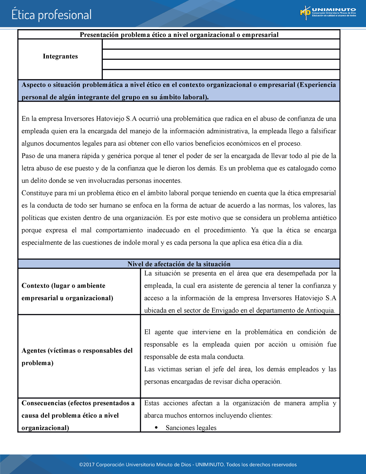 Problema Ético Empresarial terminado - Presentación problema ético a ...