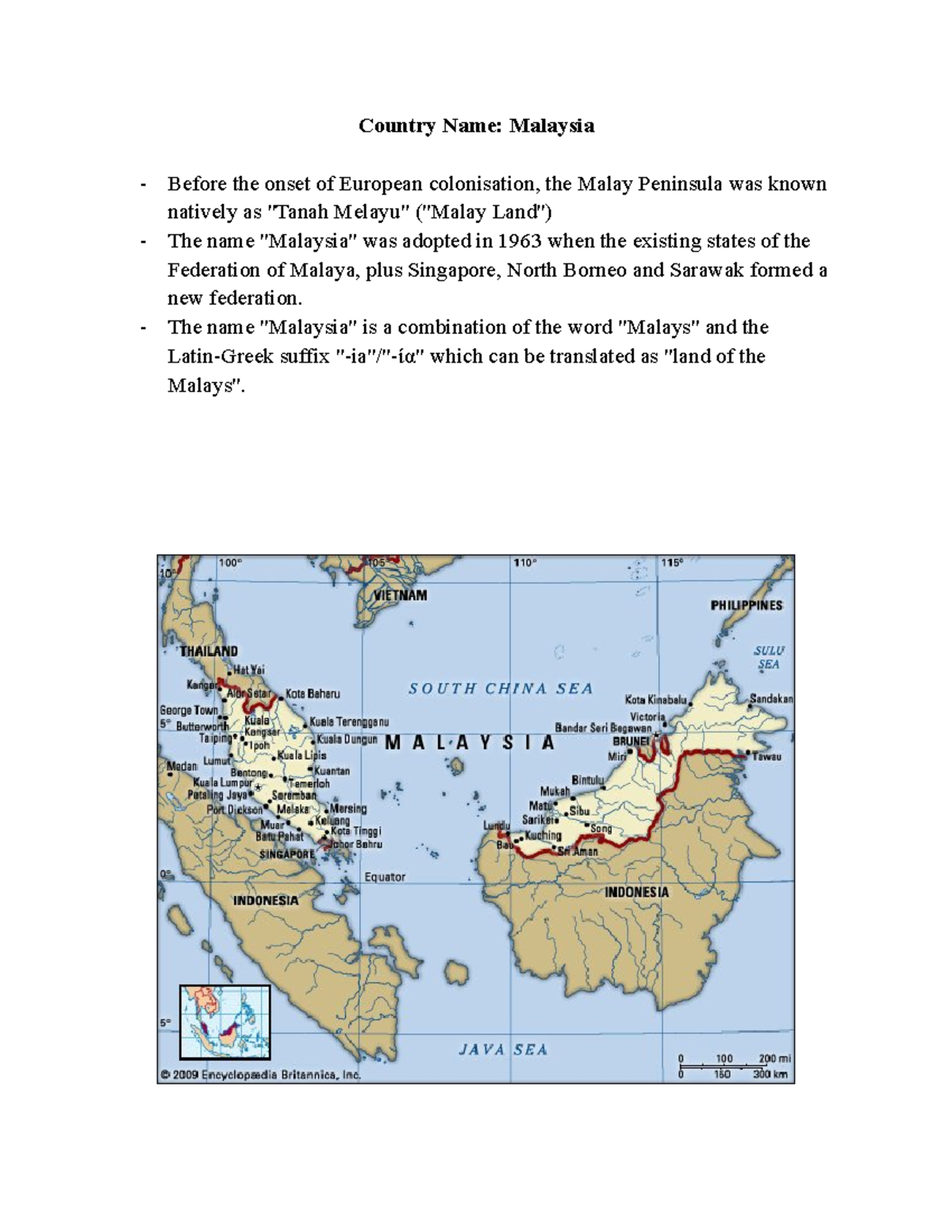 Malaysia Malysia doc information - Country Name: Malaysia Before the ...