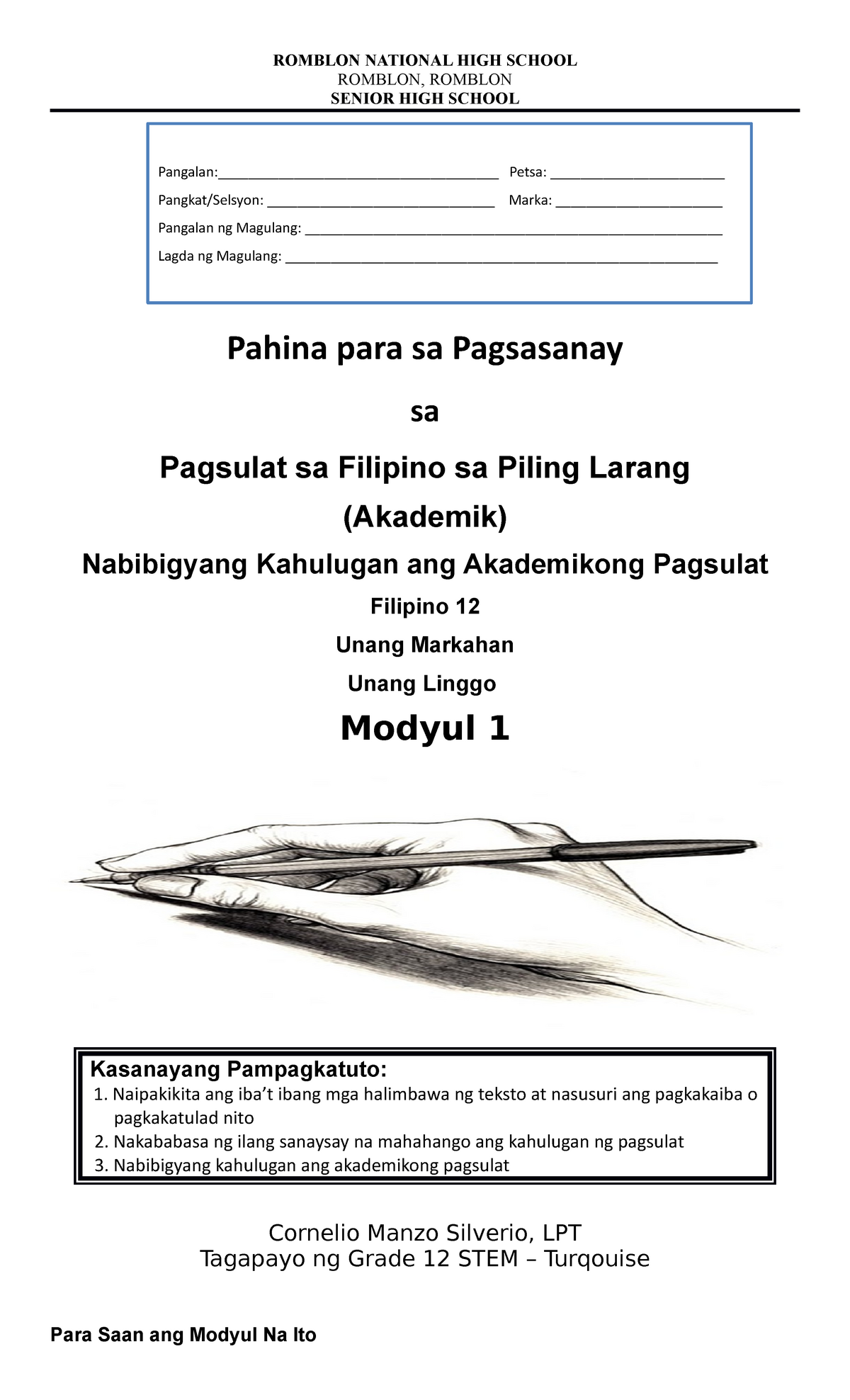 Pagsulat sa Filipino sa Piling Larang 1 - StuDocu