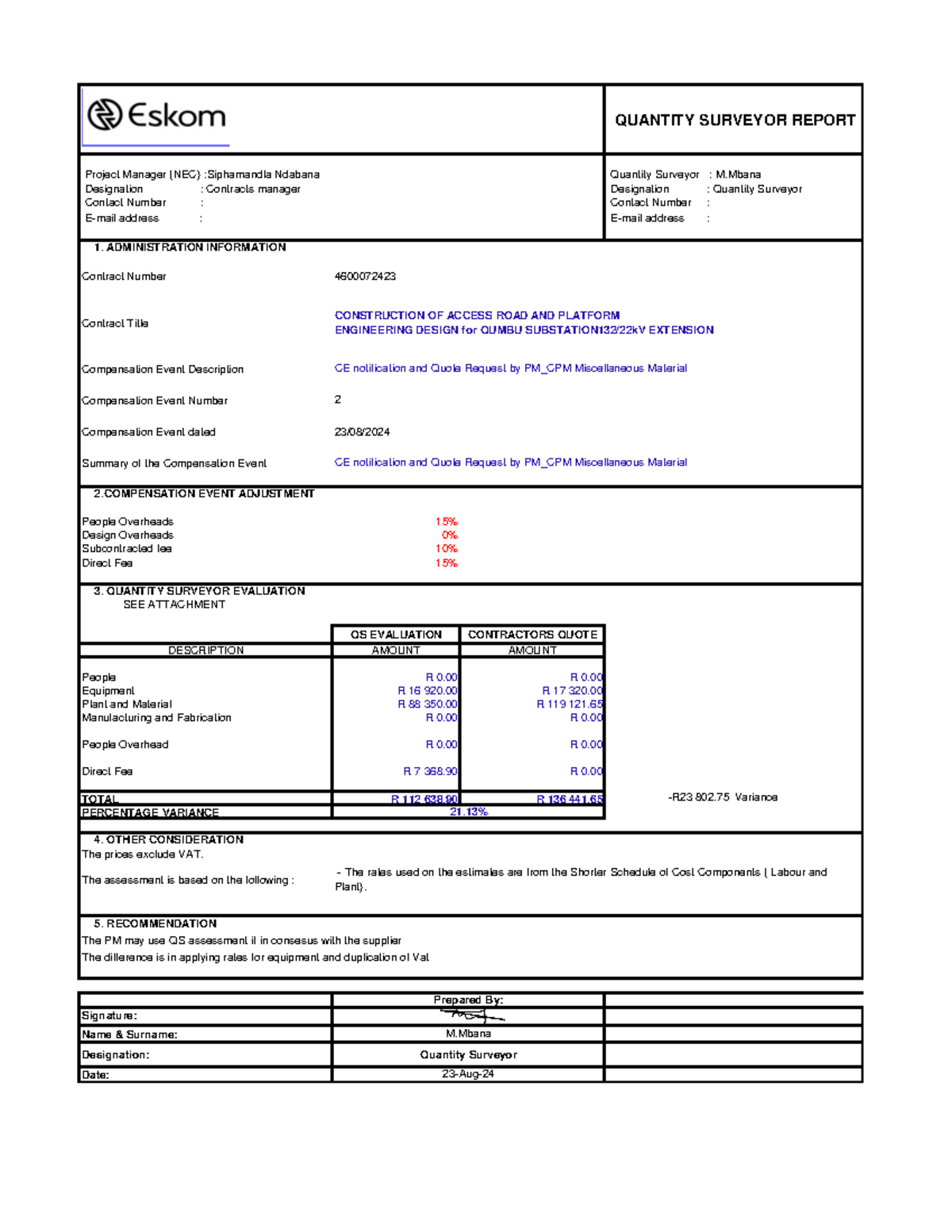 CE notification and Quote Request by PM CPM Miscellaneous Material ...