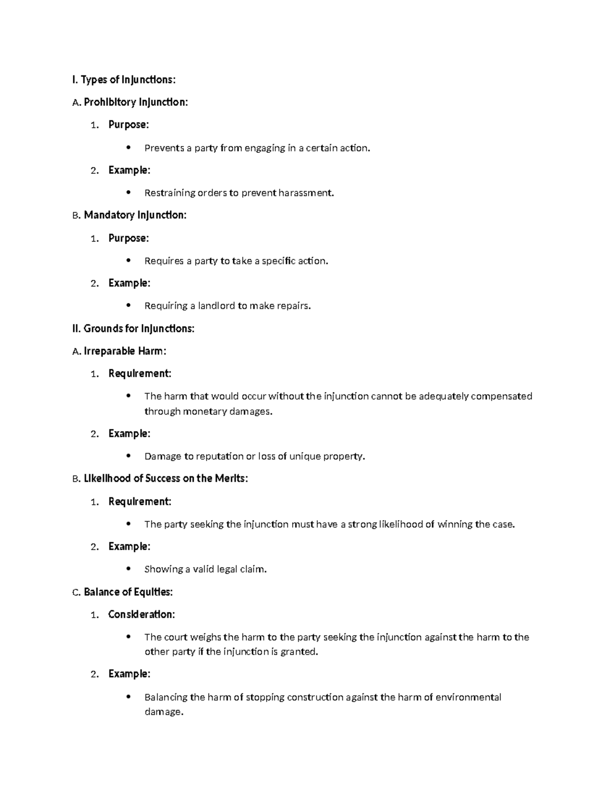 Injunctions - Summary Civil Procedure - I. Types of Injunctions: A ...