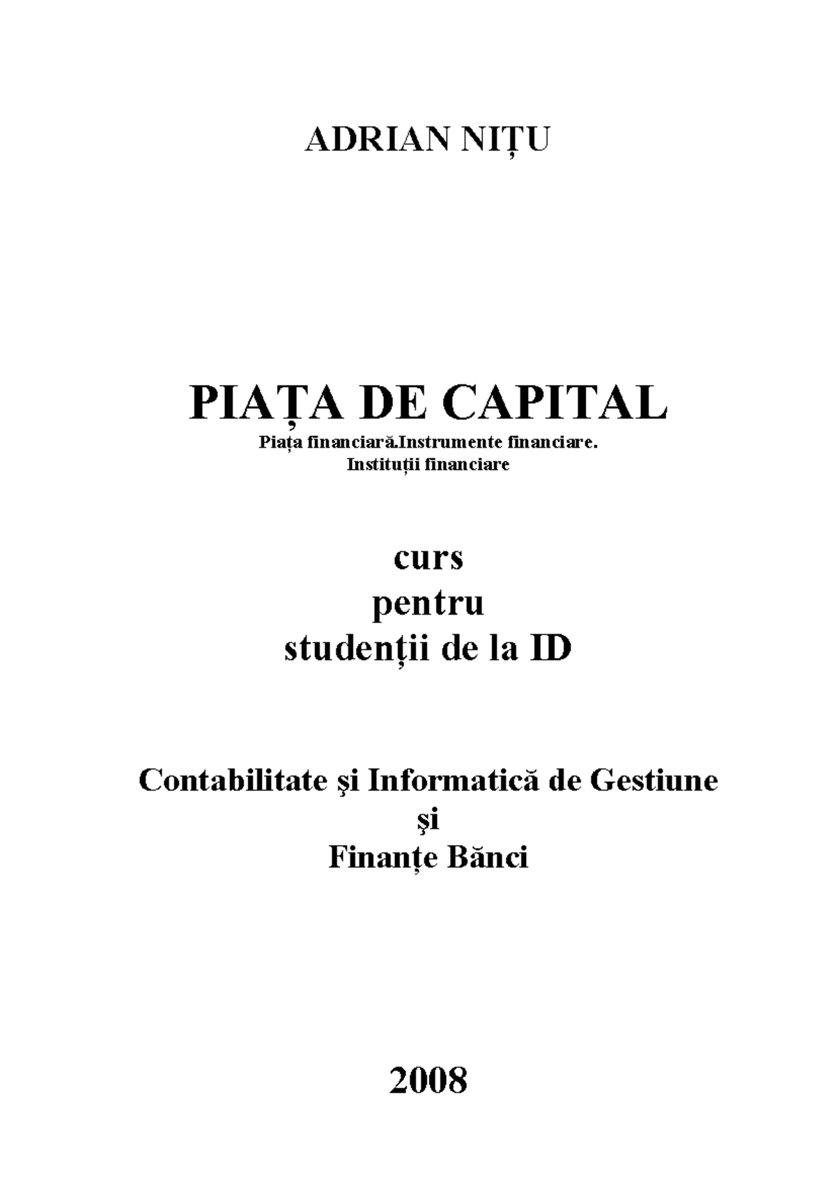 21388224 Piata de Capital curs ID conf Univ dr A ADRIAN NIŢU PIAŢA DE