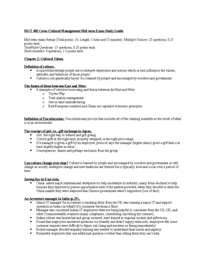 MGT400 Notes cross cultural mgt - MGT 400 Management Exam Study Guide ...