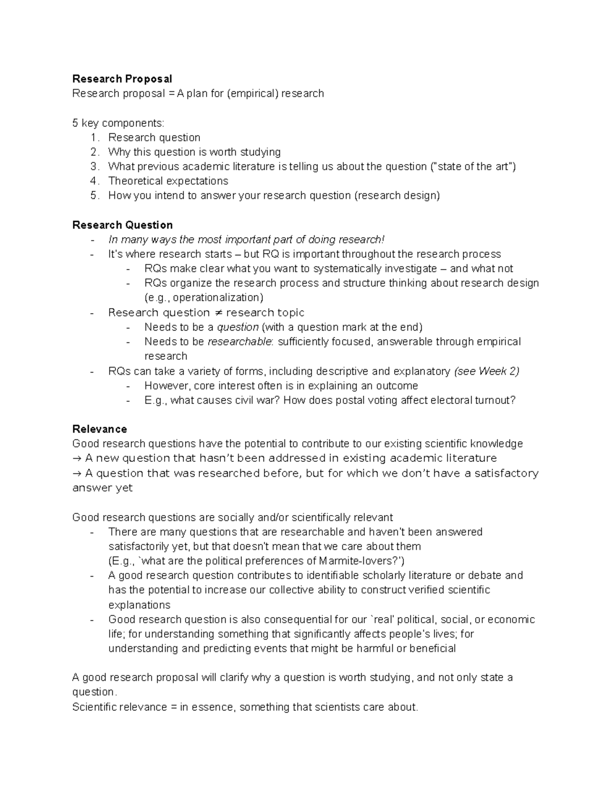 Lecture 7 - Planning Research - Research Proposal Research proposal = A ...