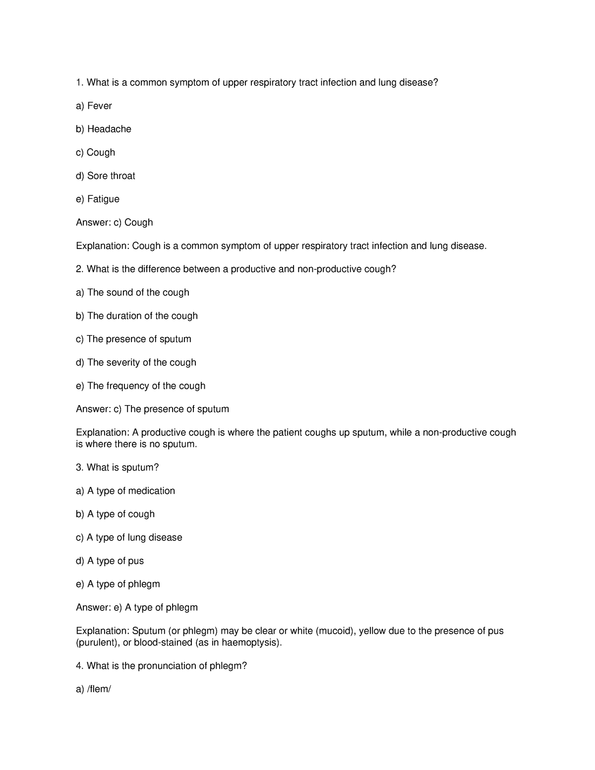 The Respiratory Sytem+ Mcqs - What Is A Common Symptom Of Upper ...