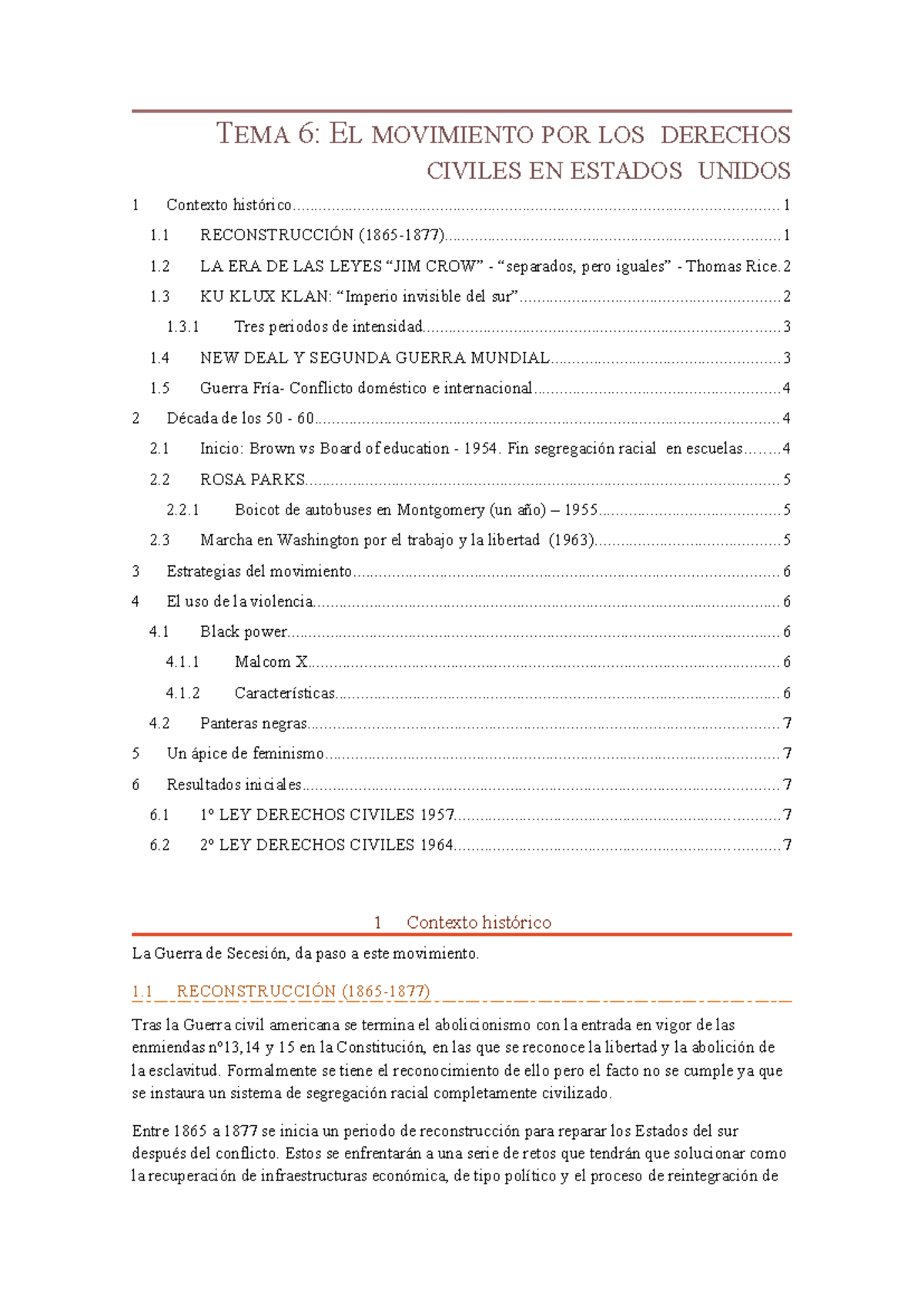 Tema 6 EEUU Derechos Civiles - TEMA 6: EL MOVIMIENTO POR LOS DERECHOS ...