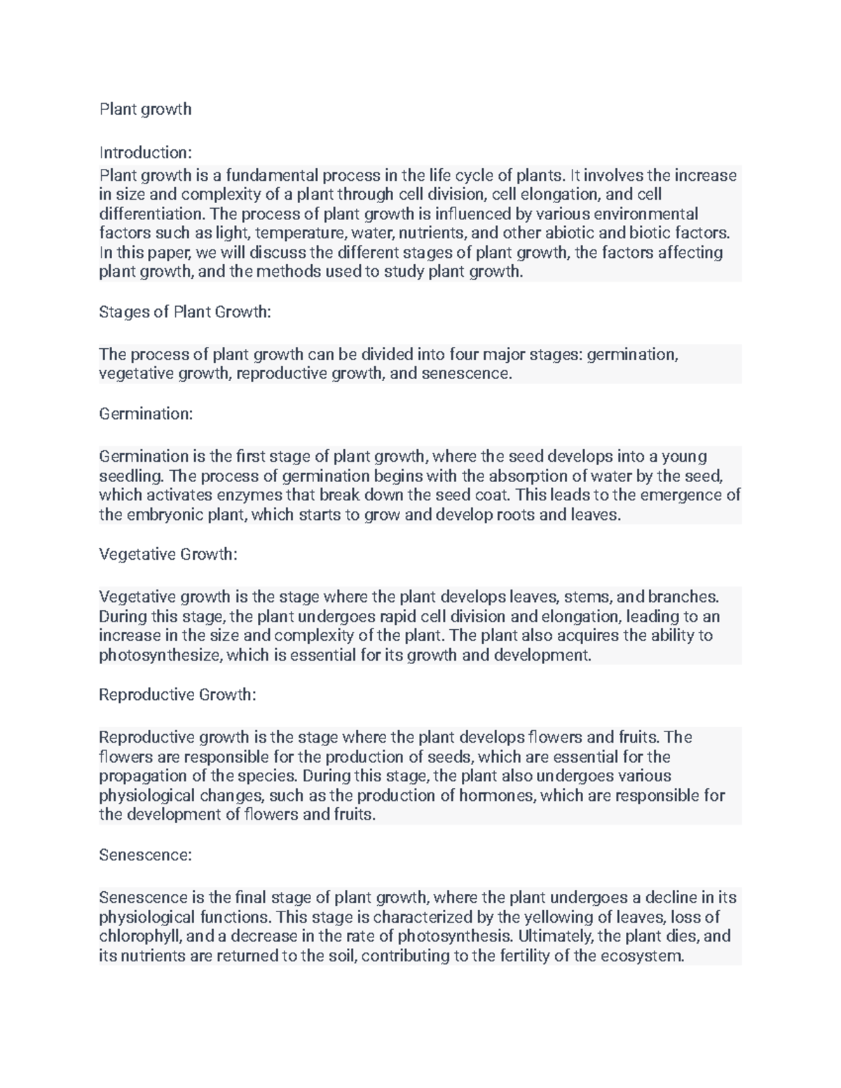 Plant growth - Plant growth Introduction: Plant growth is a fundamental ...