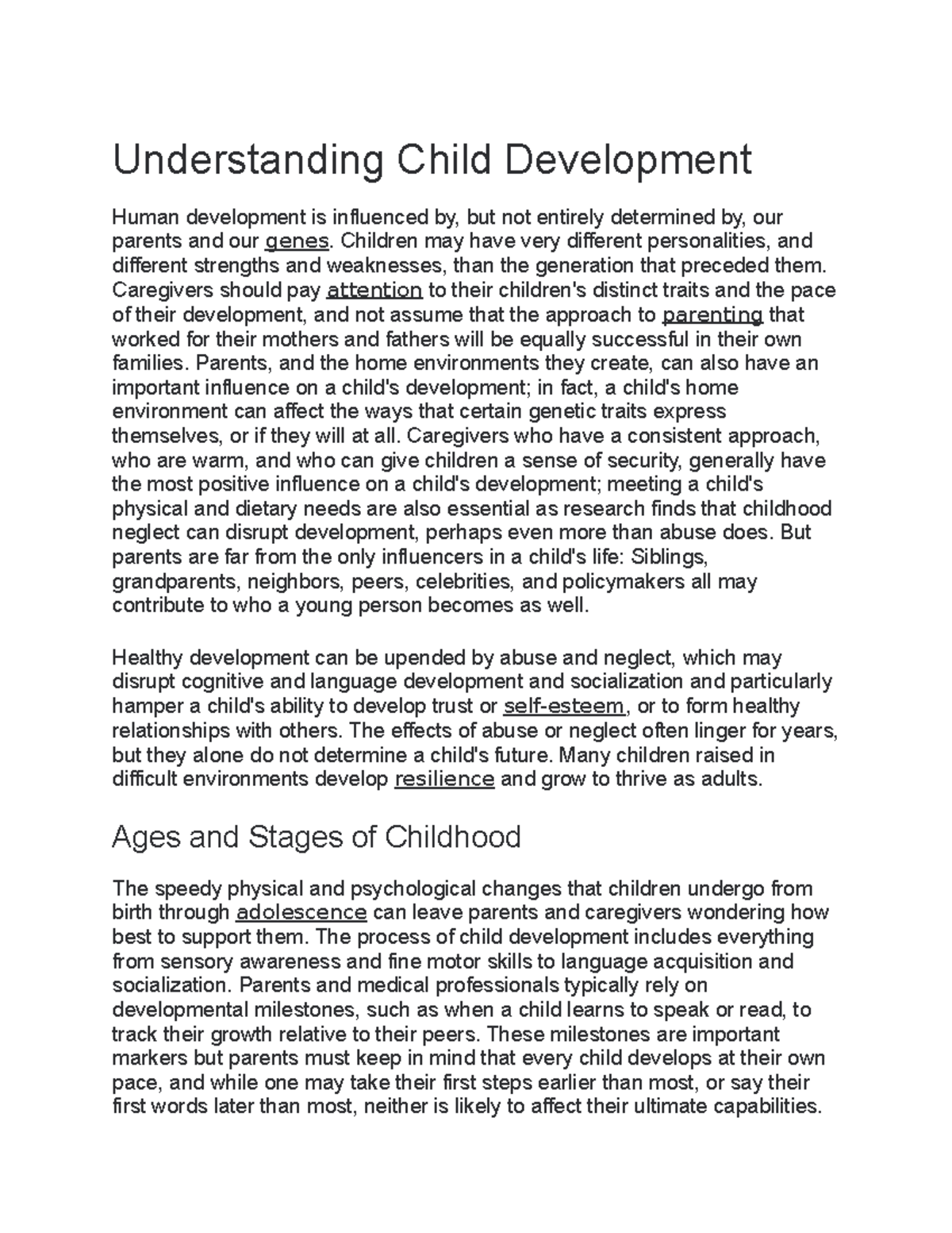 Understanding Child Development - Children may have very different ...