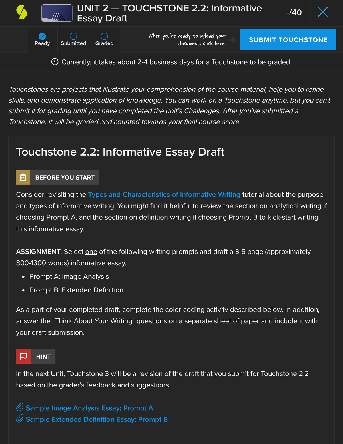 touchstone 2.2 informative essay draft