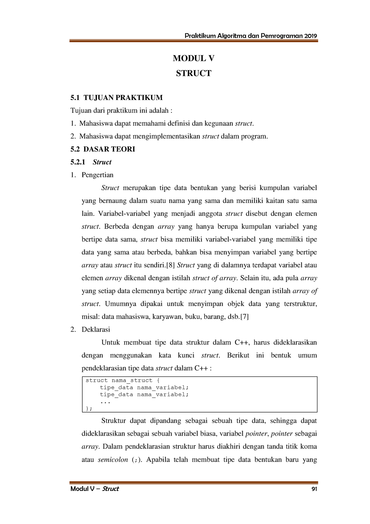 Laporan Praktikum Struct Alpro - MODUL V STRUCT 5 TUJUAN PRAKTIKUM ...